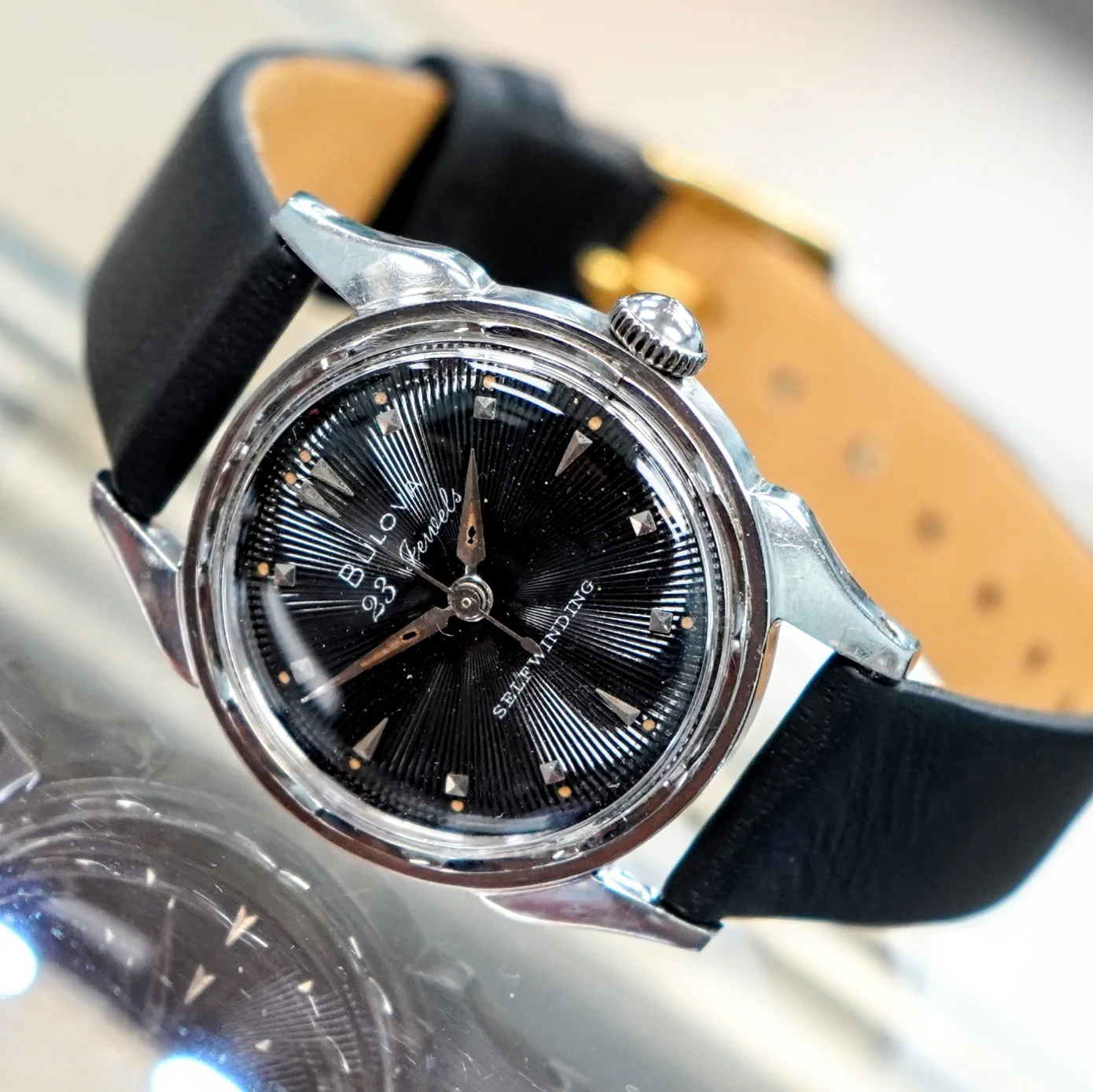1957 BULOVA 23 "A" Selfwinding Watch 23 Jewels Cal. 10BPAC Black Dial Wristwatch - Image 9