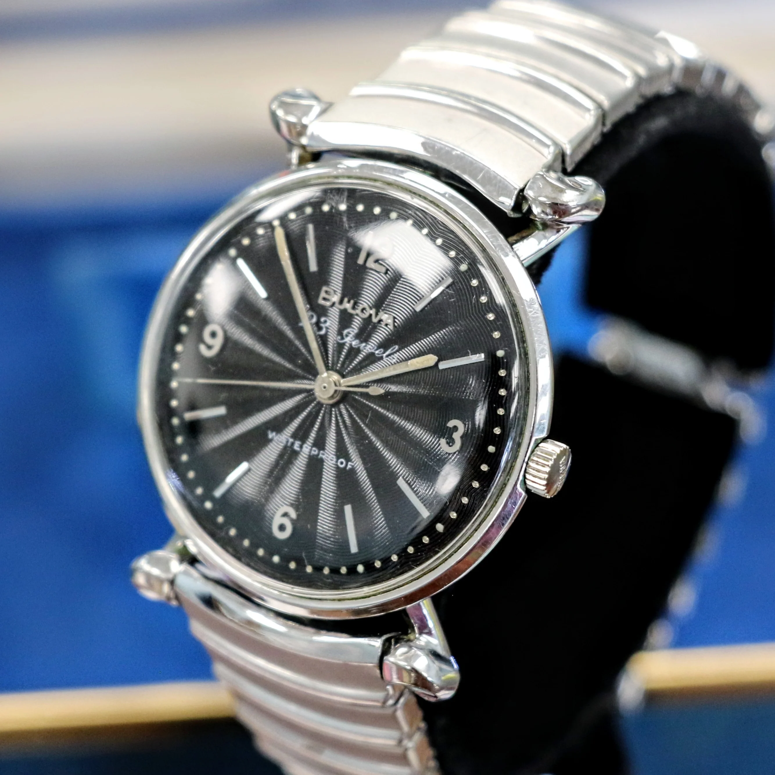 1960 BULOVA President "JW" 23 Jewels Waterproof Black Sunburst Dial - ALL ORIGINAL - Image 5