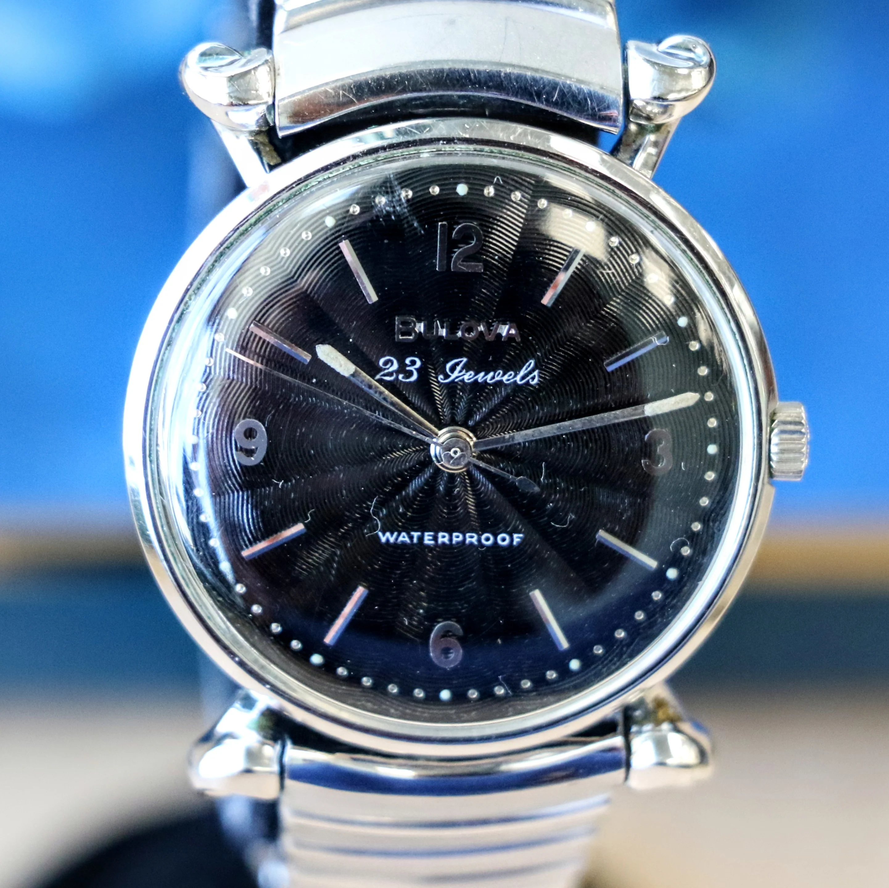 1960 BULOVA President "JW" 23 Jewels Waterproof Black Sunburst Dial - ALL ORIGINAL - Image 7