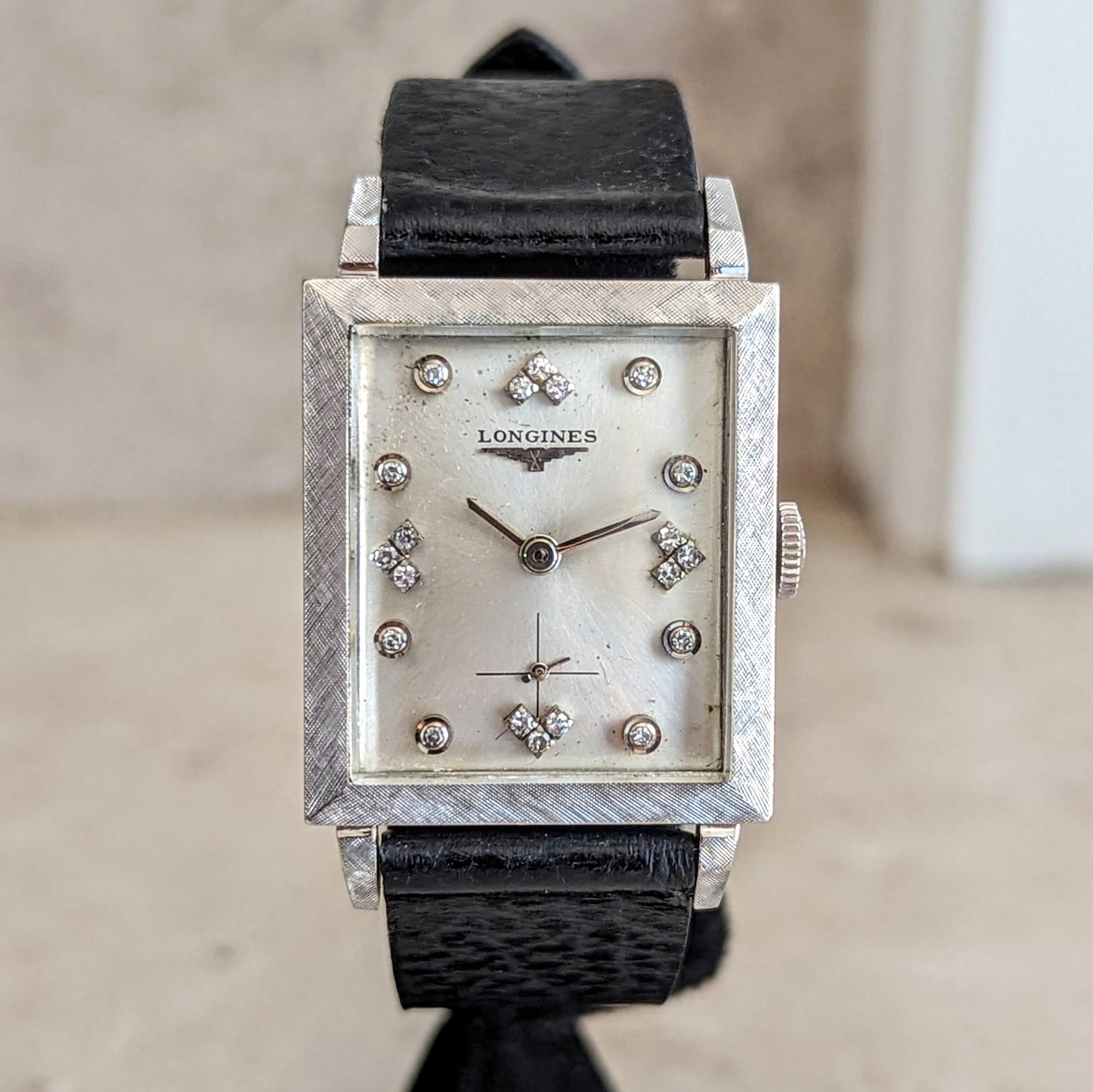 1960 LONGINES Wristwatch 14K White Gold - Diamond Dial 17 Jewels Cal. 370 Watch - Image 2