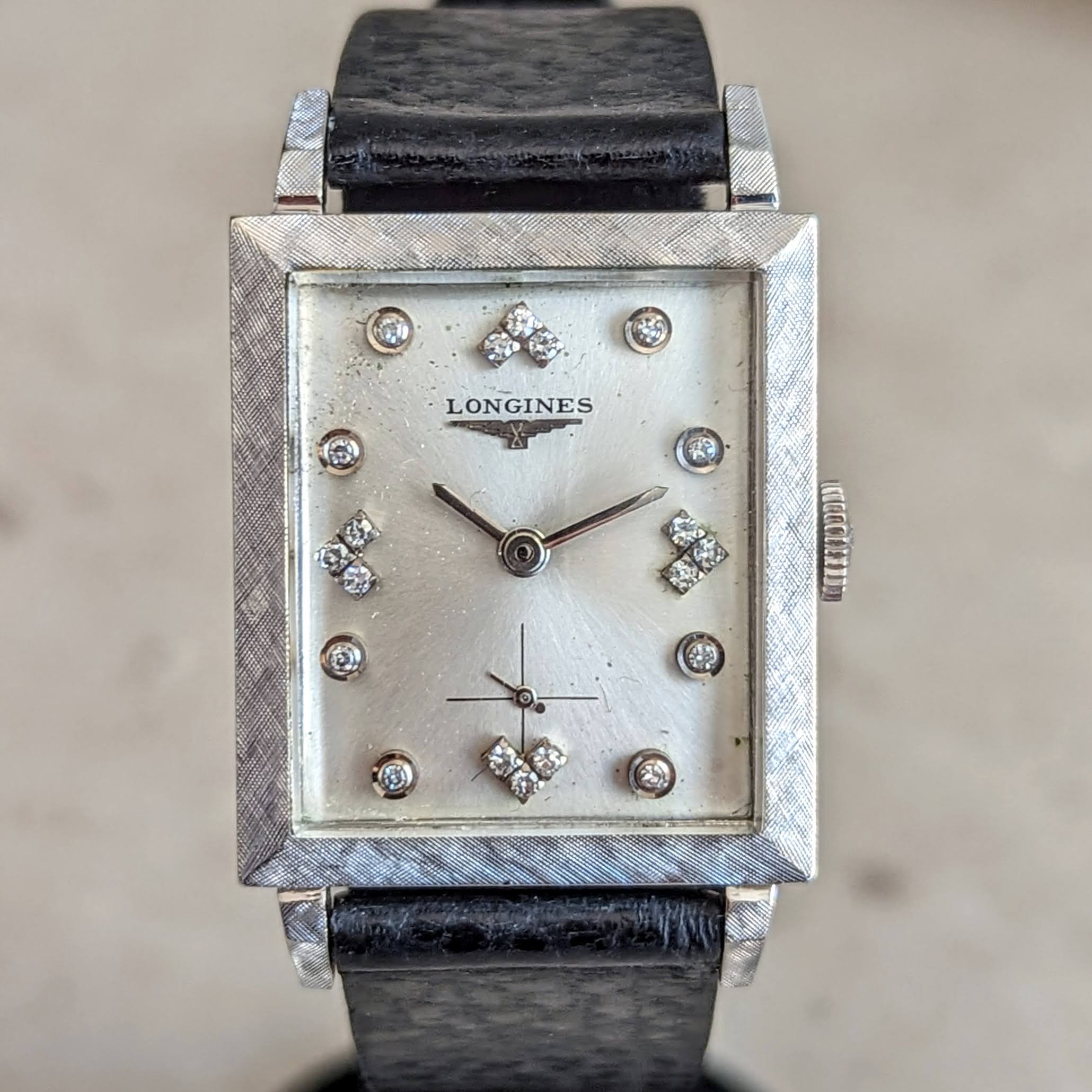 1960 LONGINES Wristwatch 14K White Gold - Diamond Dial 17 Jewels Cal. 370 Watch - Image 3