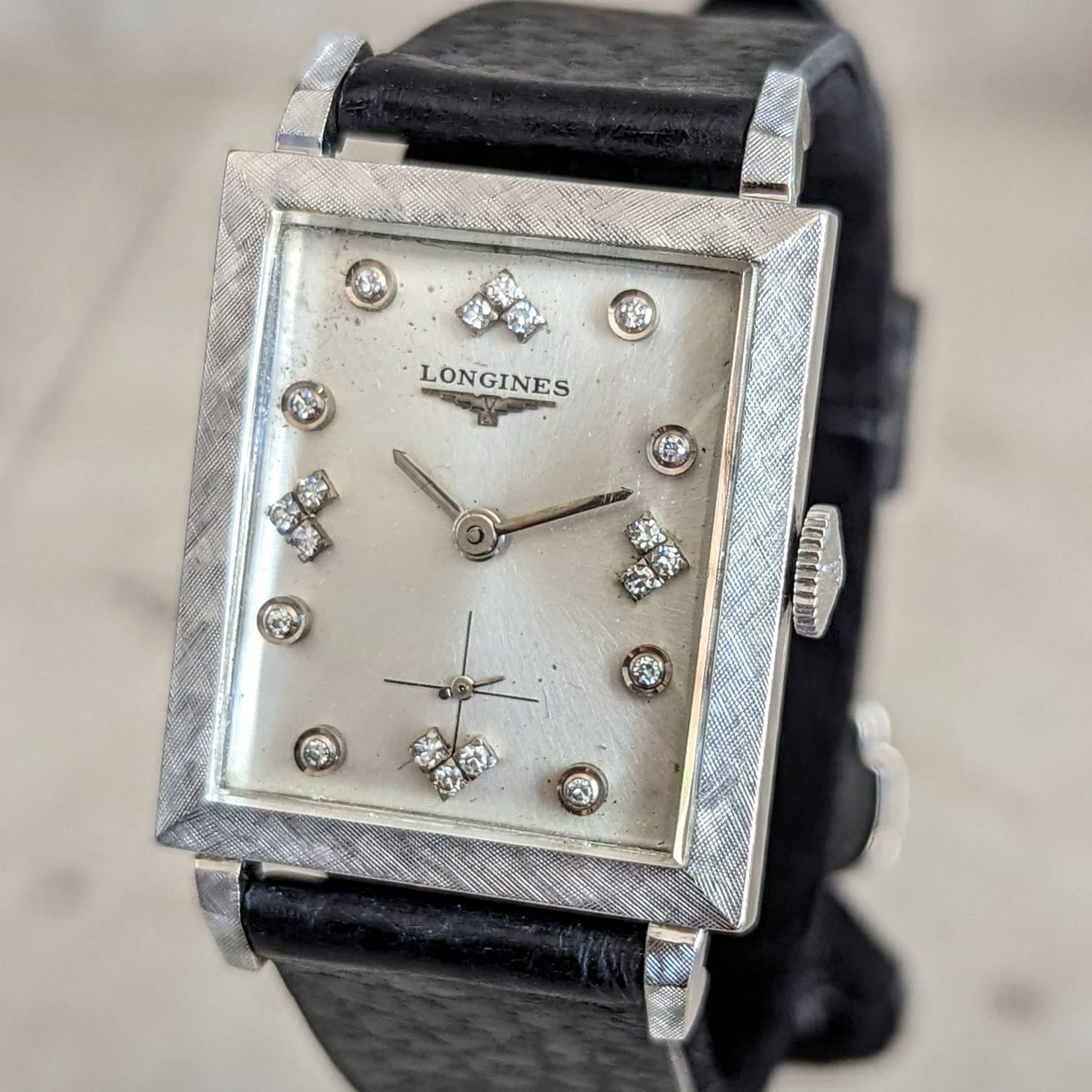 1960 LONGINES Wristwatch 14K White Gold - Diamond Dial 17 Jewels Cal. 370 Watch - Image 5