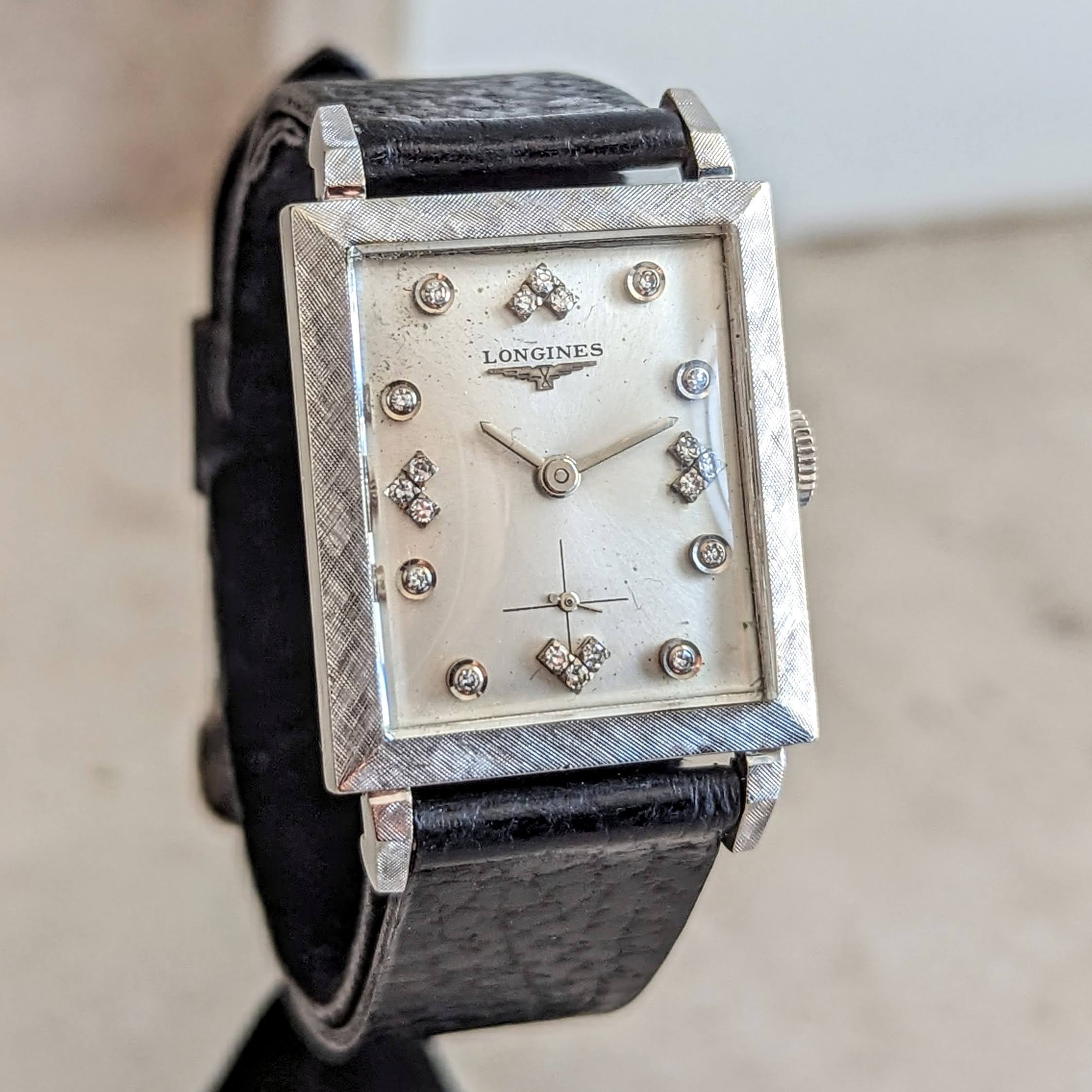 1960 LONGINES Wristwatch 14K White Gold - Diamond Dial 17 Jewels Cal. 370 Watch - Image 6