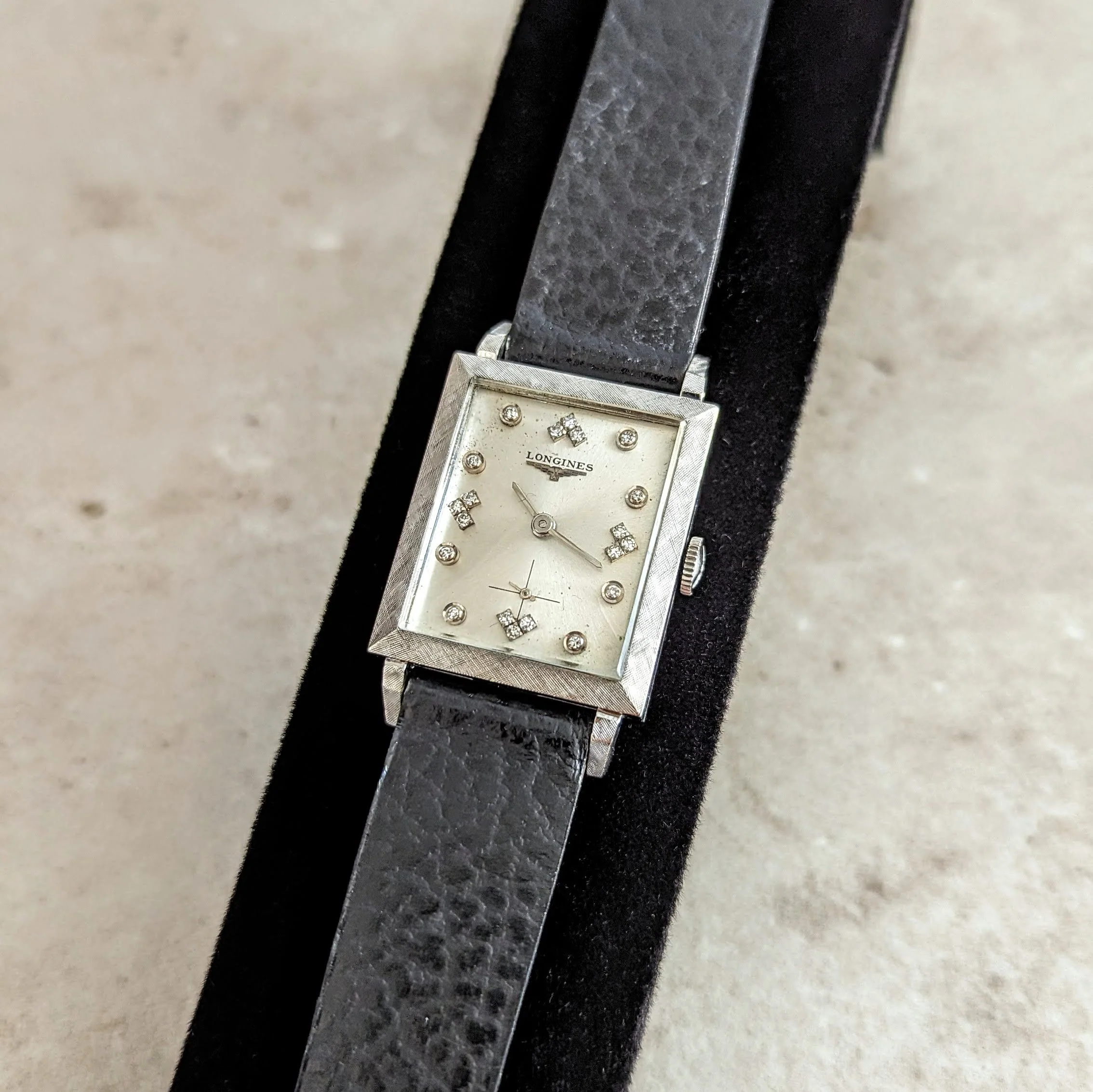 1960 LONGINES Wristwatch 14K White Gold - Diamond Dial 17 Jewels Cal. 370 Watch - Image 8
