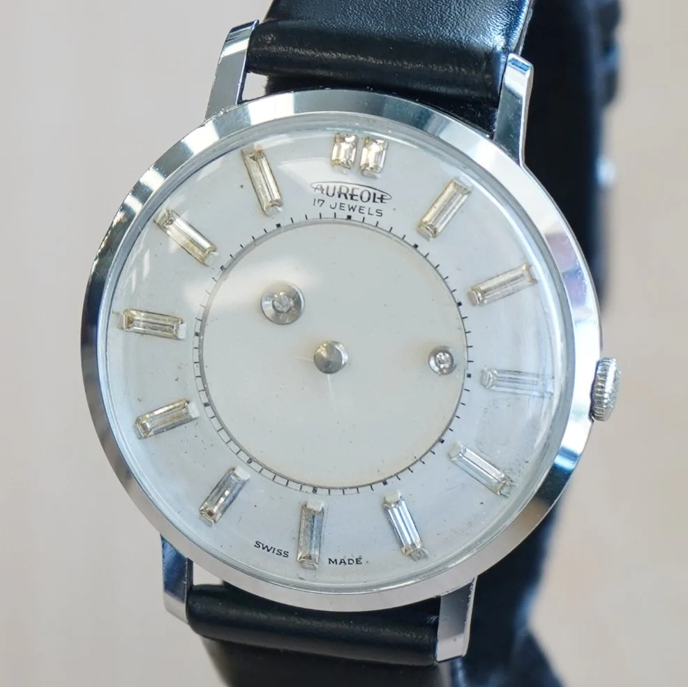 1960s AUREOLE Mystery Dial Watch 17 Jewels Diamond Dial Wristwatch Swiss Made - Image 6