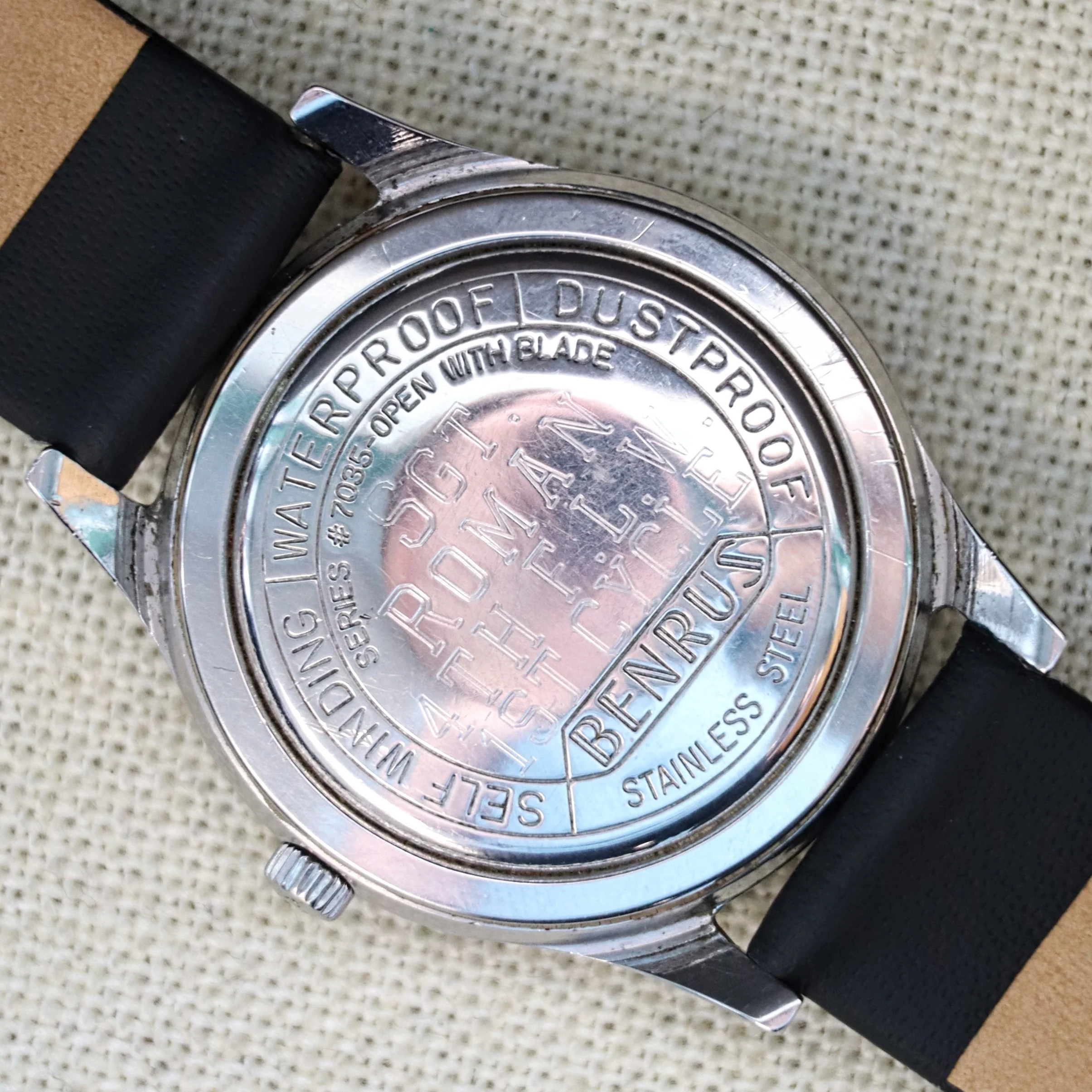 1960s BENRUS 3-Star Self-Winding Watch 17 Jewels Black Dial Model FE 235 - Series #7035 - Image 11