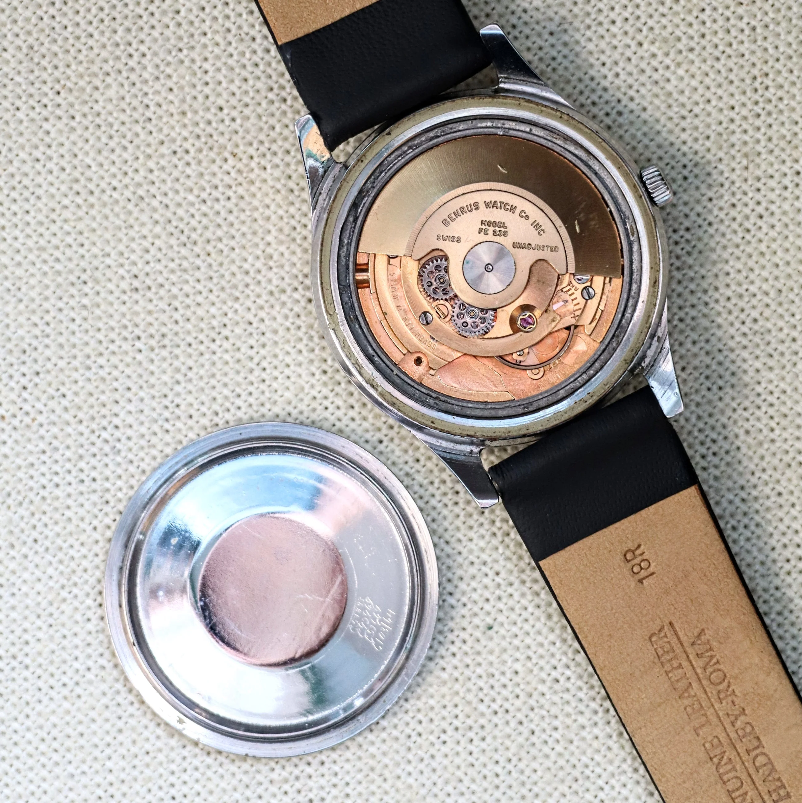 1960s BENRUS 3-Star Self-Winding Watch 17 Jewels Black Dial Model FE 235 - Series #7035 - Image 13