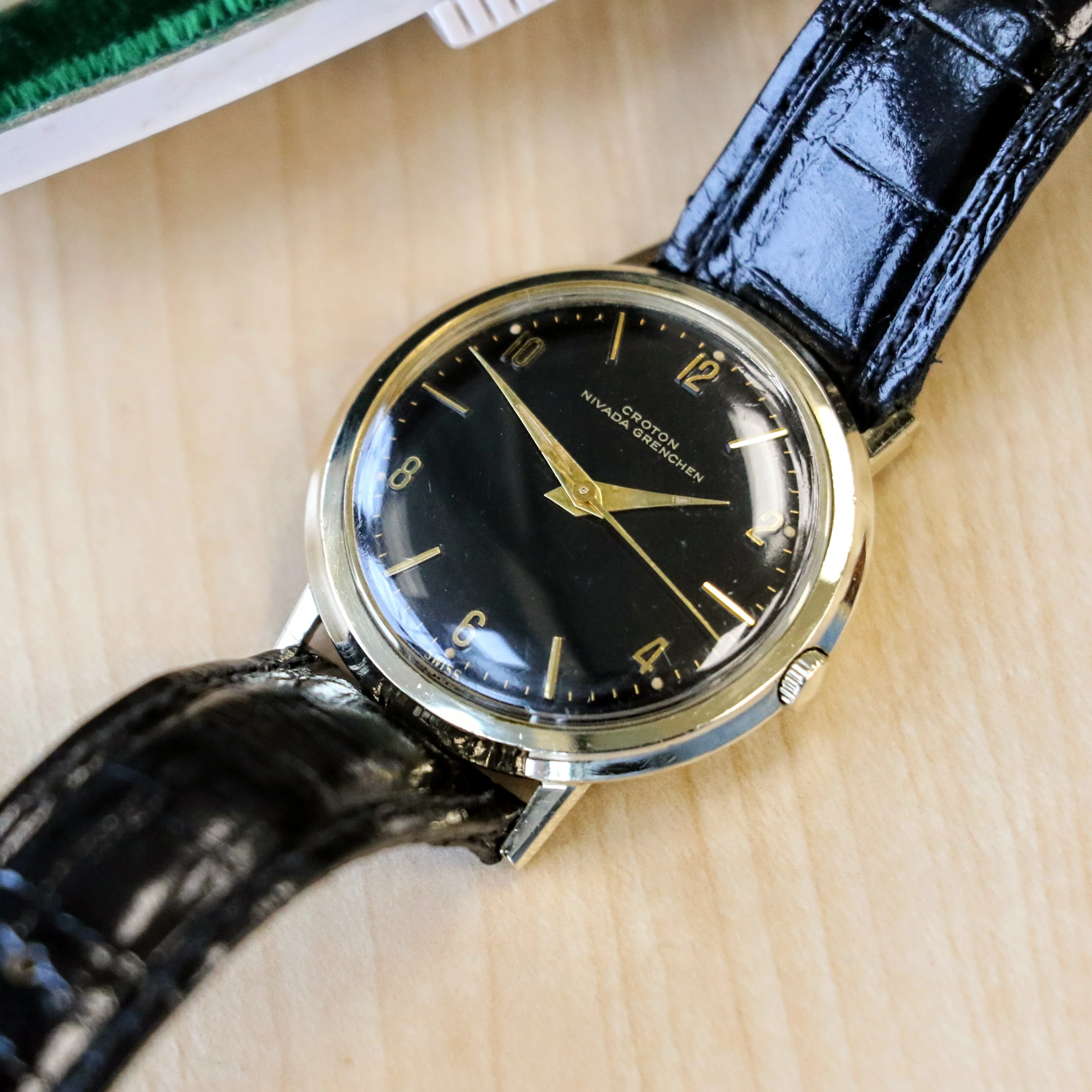 1960s CROTON Nivada Grenchen Aquamatic Watch 17 Jewels Vintage Automatic Wristwatch 10K GF - Image 10