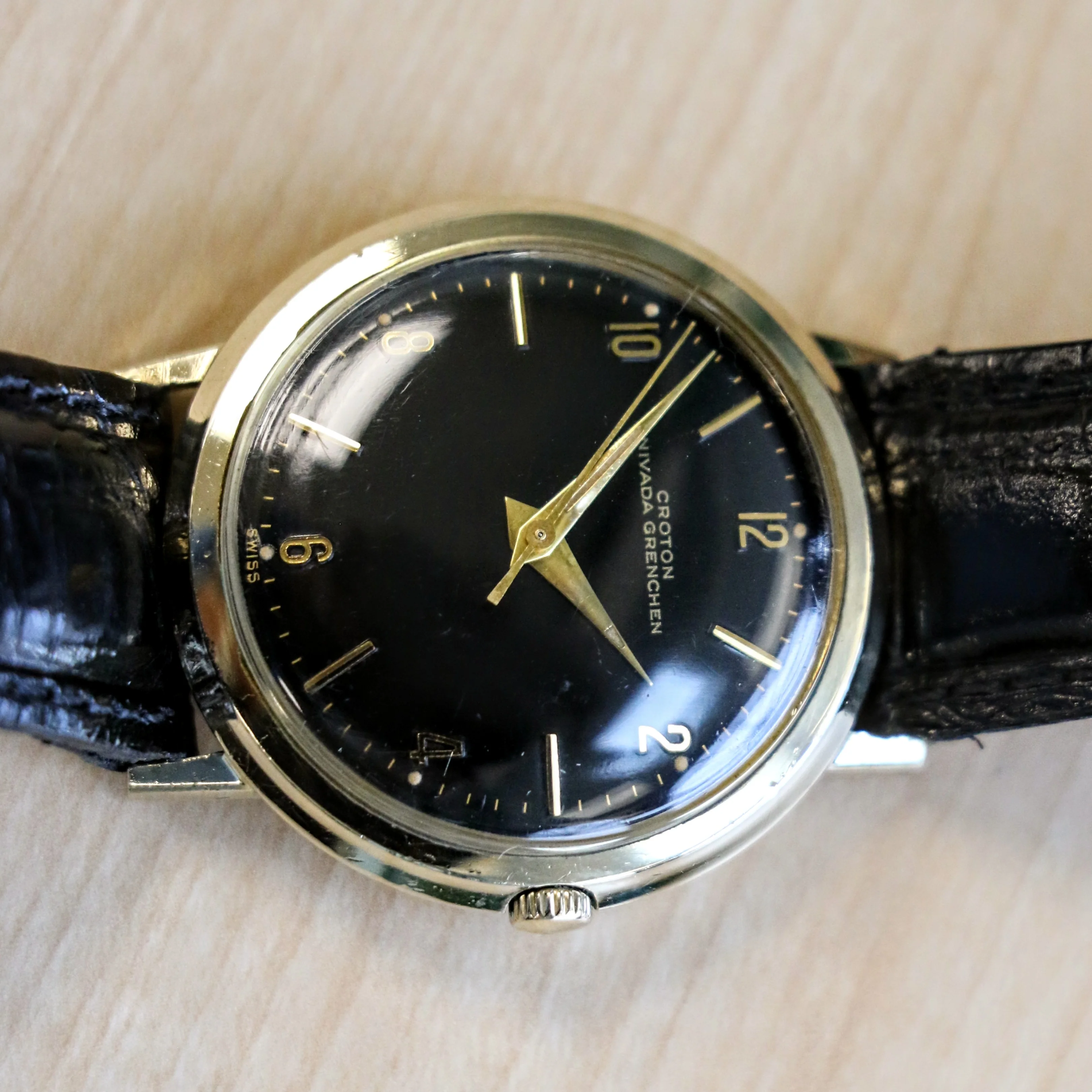 1960s CROTON Nivada Grenchen Aquamatic Watch 17 Jewels Vintage Automatic Wristwatch 10K GF - Image 11