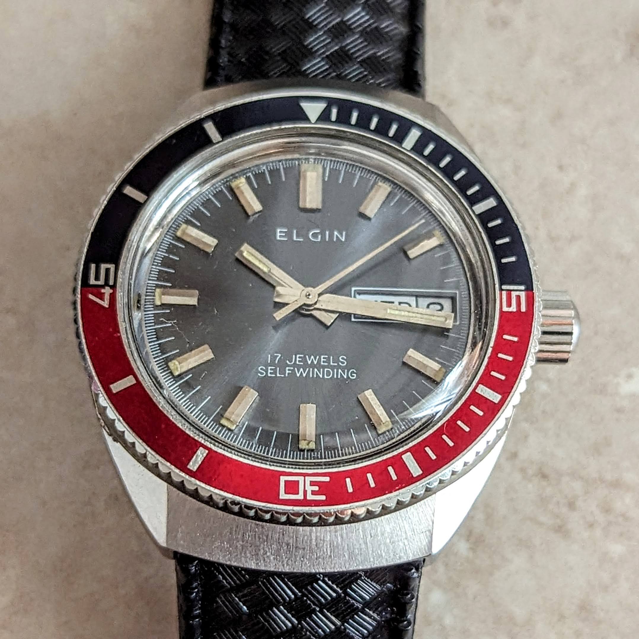 1960s ELGIN Diver Automatic Wristwatch Day/Date Ref. DH6312 Cal. ETA 2879 Watch - Image 17