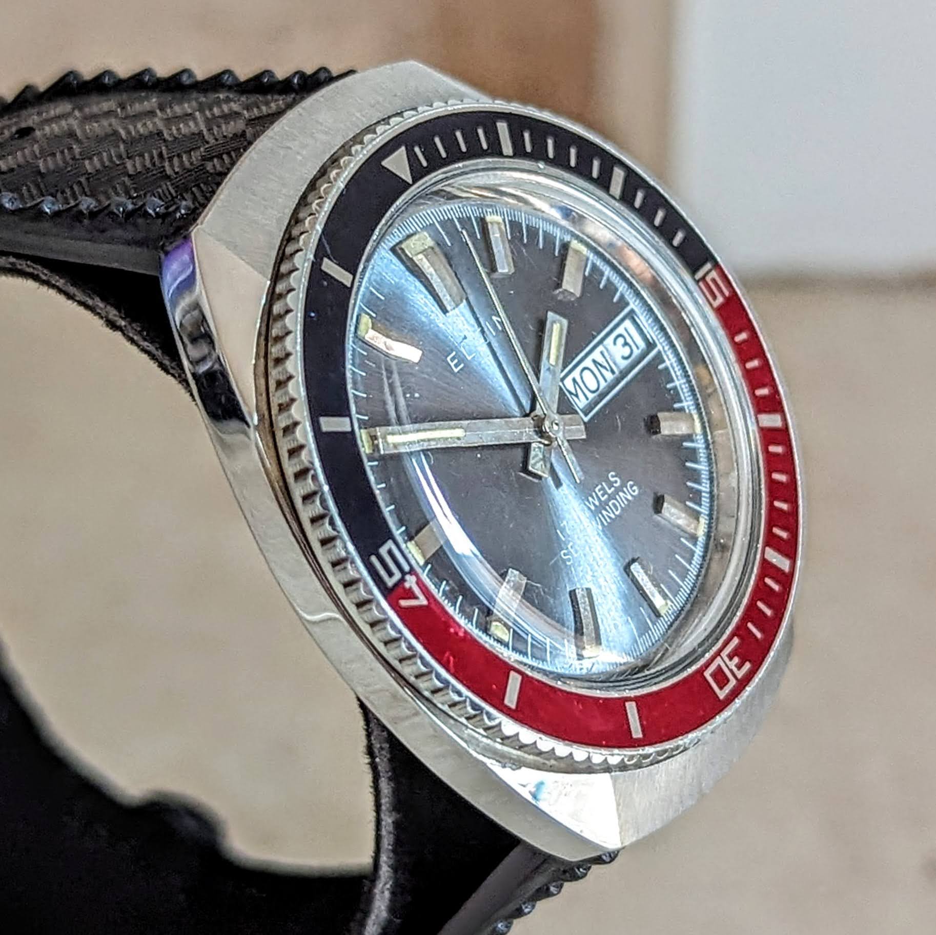 1960s ELGIN Diver Automatic Wristwatch Day/Date Ref. DH6312 Cal. ETA 2879 Watch - Image 5