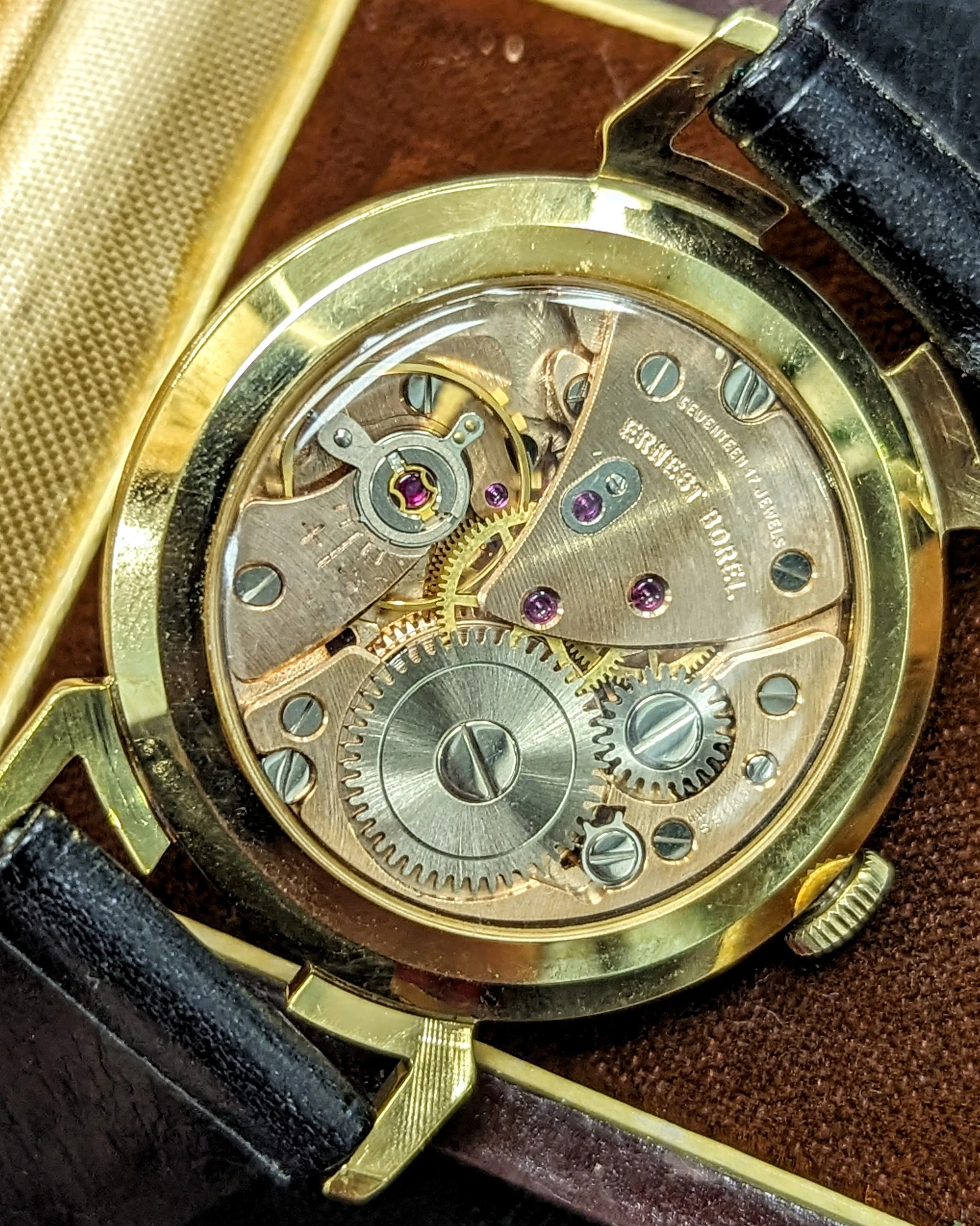1960s ERNEST BOREL Men's Cocktail Watch Kaleidoscope Dial 32mm Swiss Wristwatch - ALL ORIGINAL! - Image 14