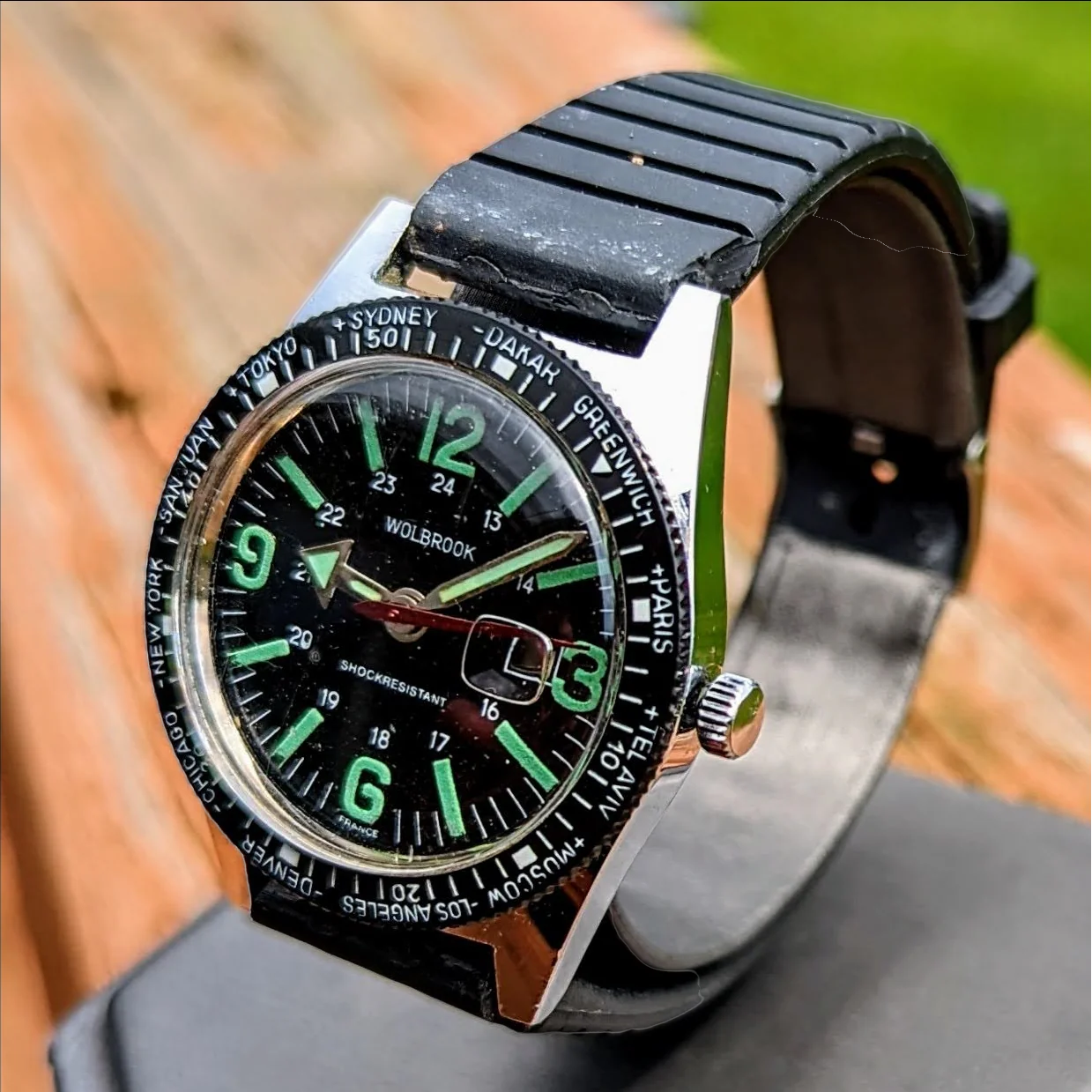 1960's WOLBROOK The Skindriver Worldtimer Watch France Made - Image 6
