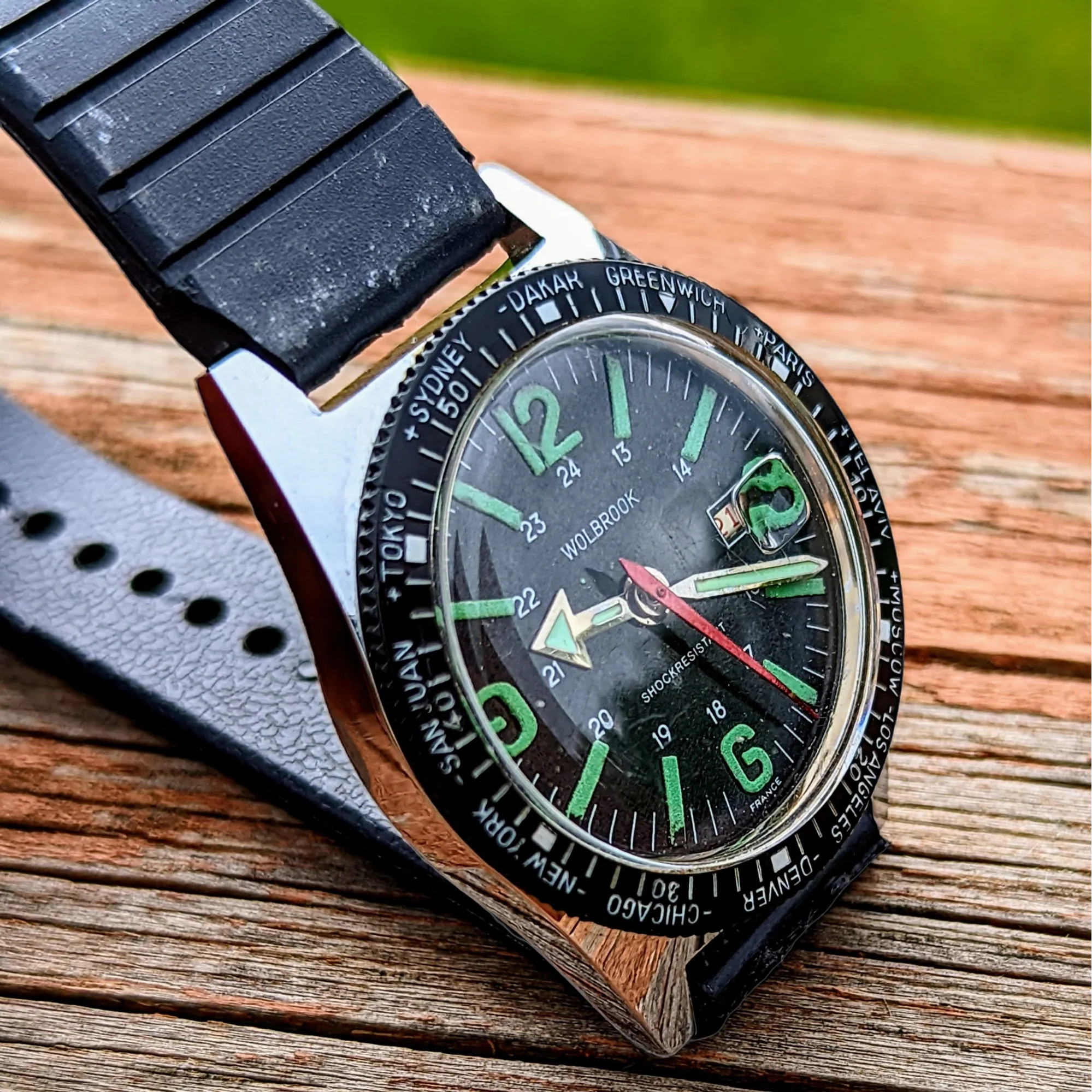 1960's WOLBROOK The Skindriver Worldtimer Watch France Made - Image 8