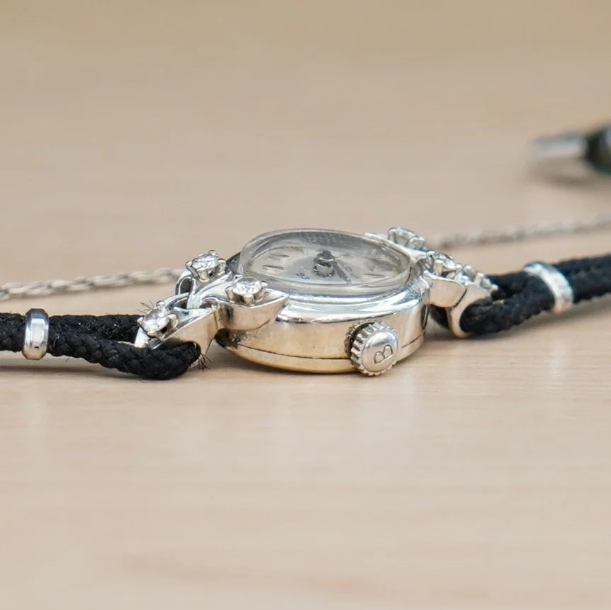 1961 BULOVA Ladies 14K White Gold & Diamonds Cocktail Watch 23 Jewels - ALL Original - Image 10