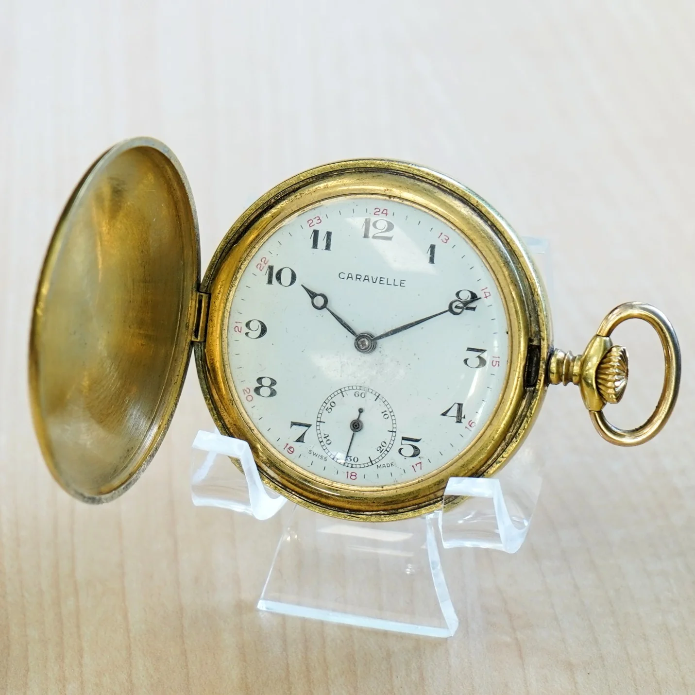 1964 CARAVELLE by Bulova Pocket Watch Hunter Case 17 Jewels Cal. 160A Swiss Made - Image 5