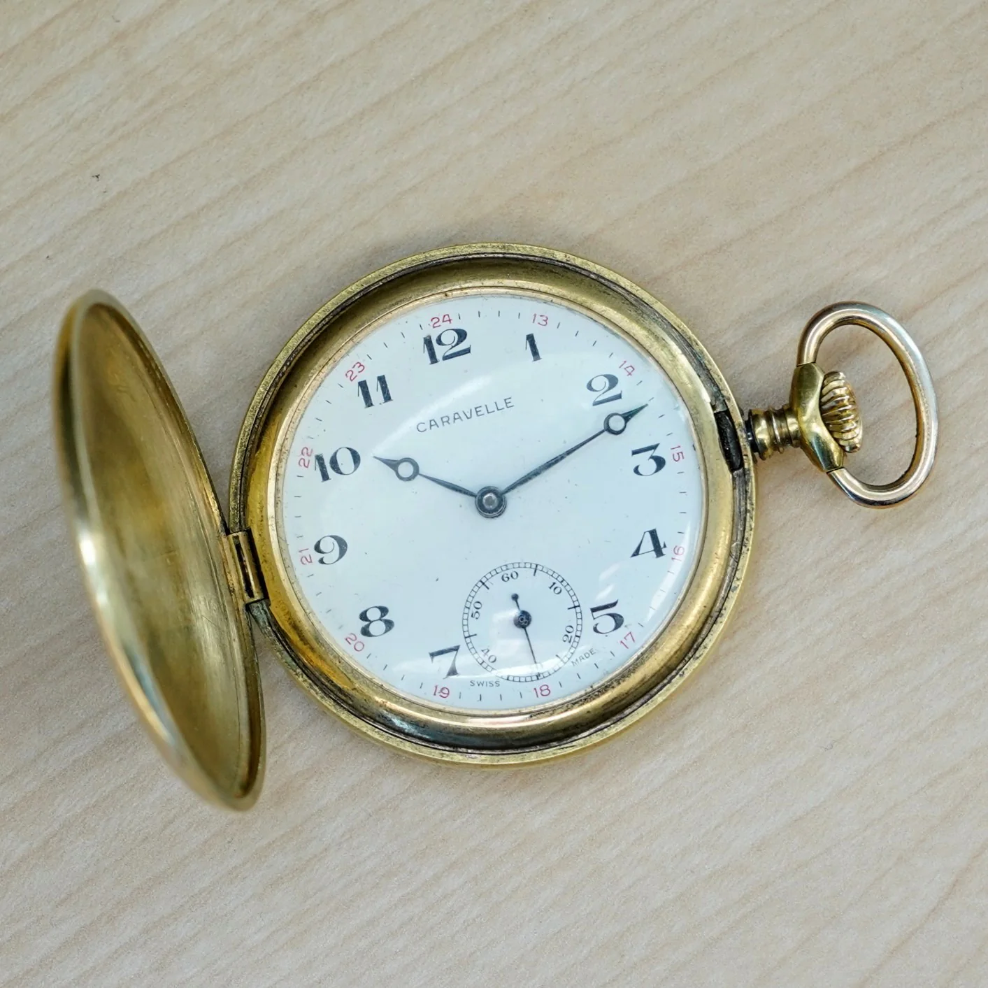 1964 CARAVELLE by Bulova Pocket Watch Hunter Case 17 Jewels Cal. 160A Swiss Made - Image 8