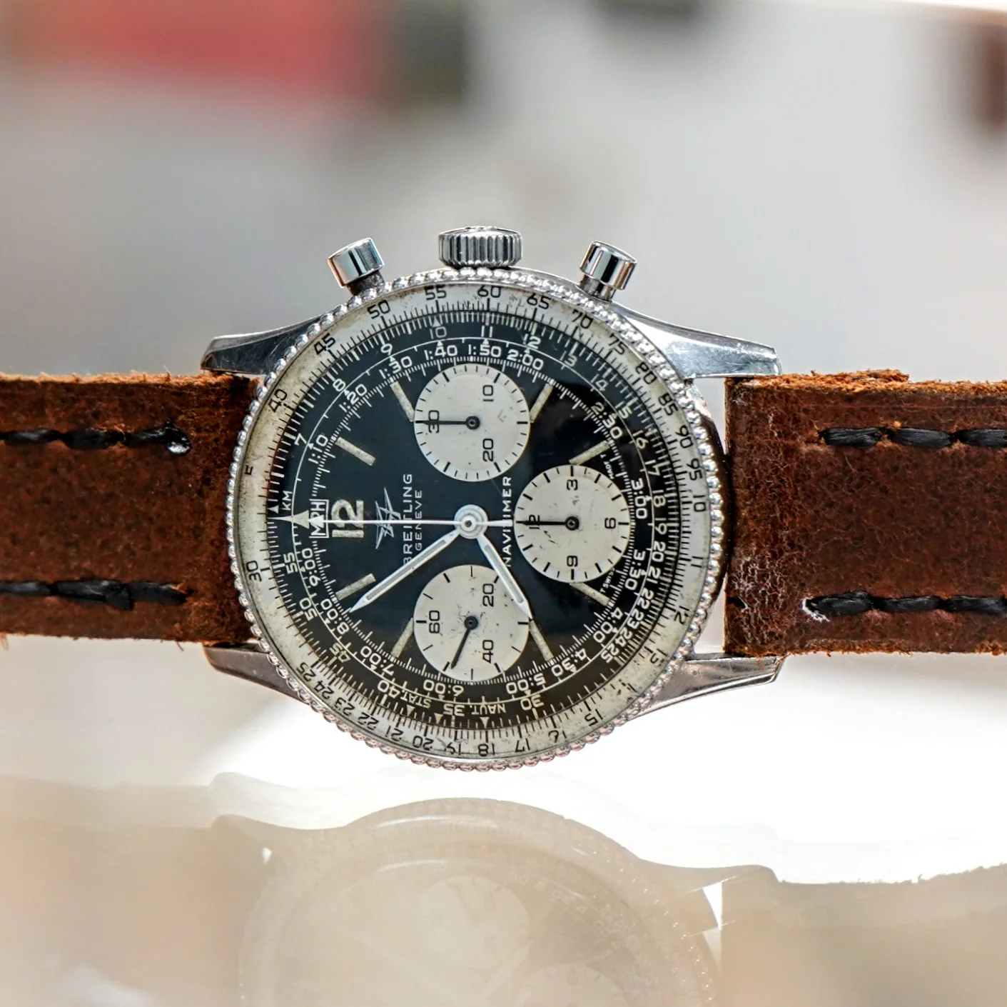 1965 BREITLING Navitimer 806 Chronograph Transitional Watch 17 Jewels Venus 178 Wristwatch - Image 7