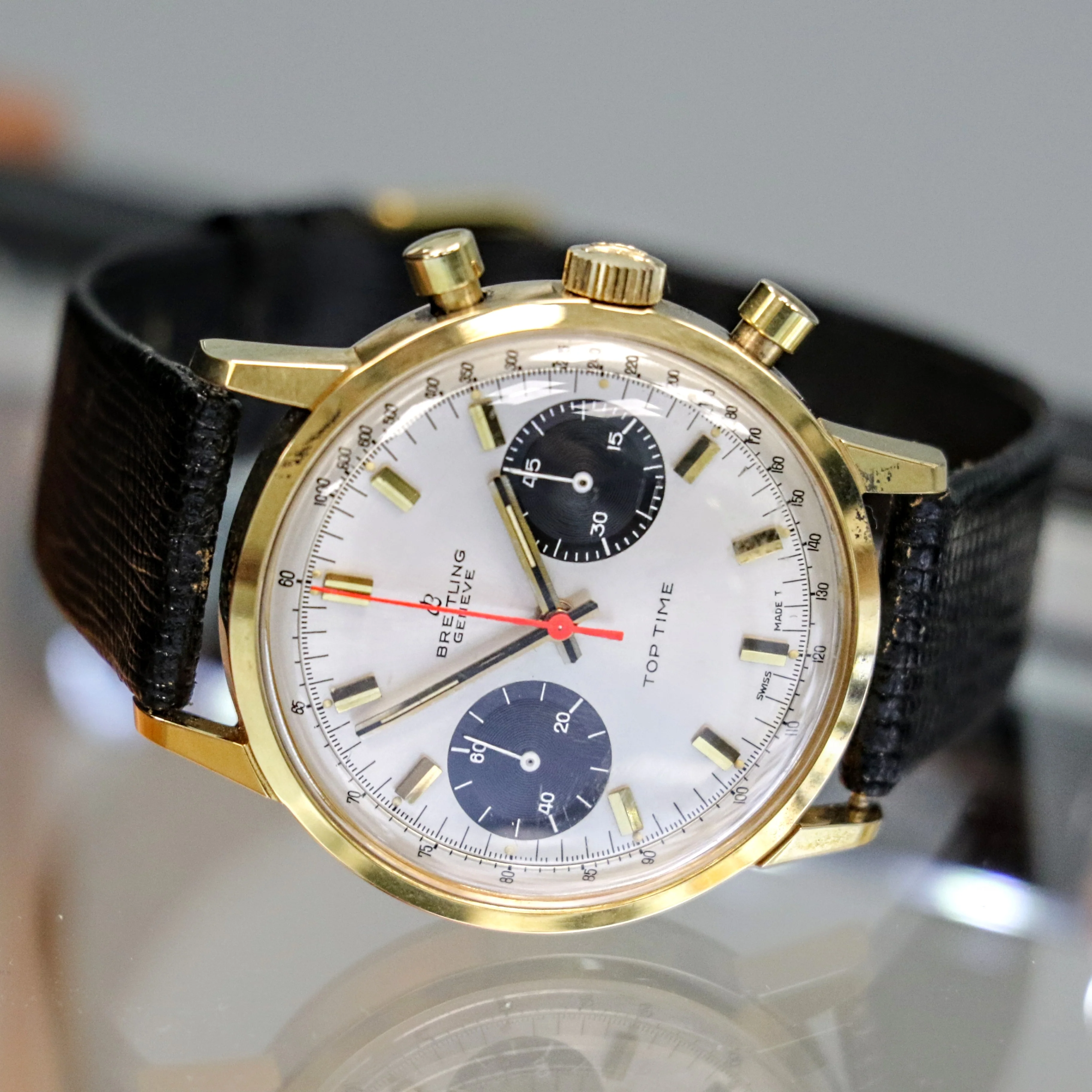1965 BREITLING Top Time Chronograph Wristwatch Ref. 2000-33 Panda Dial Watch - Image 11
