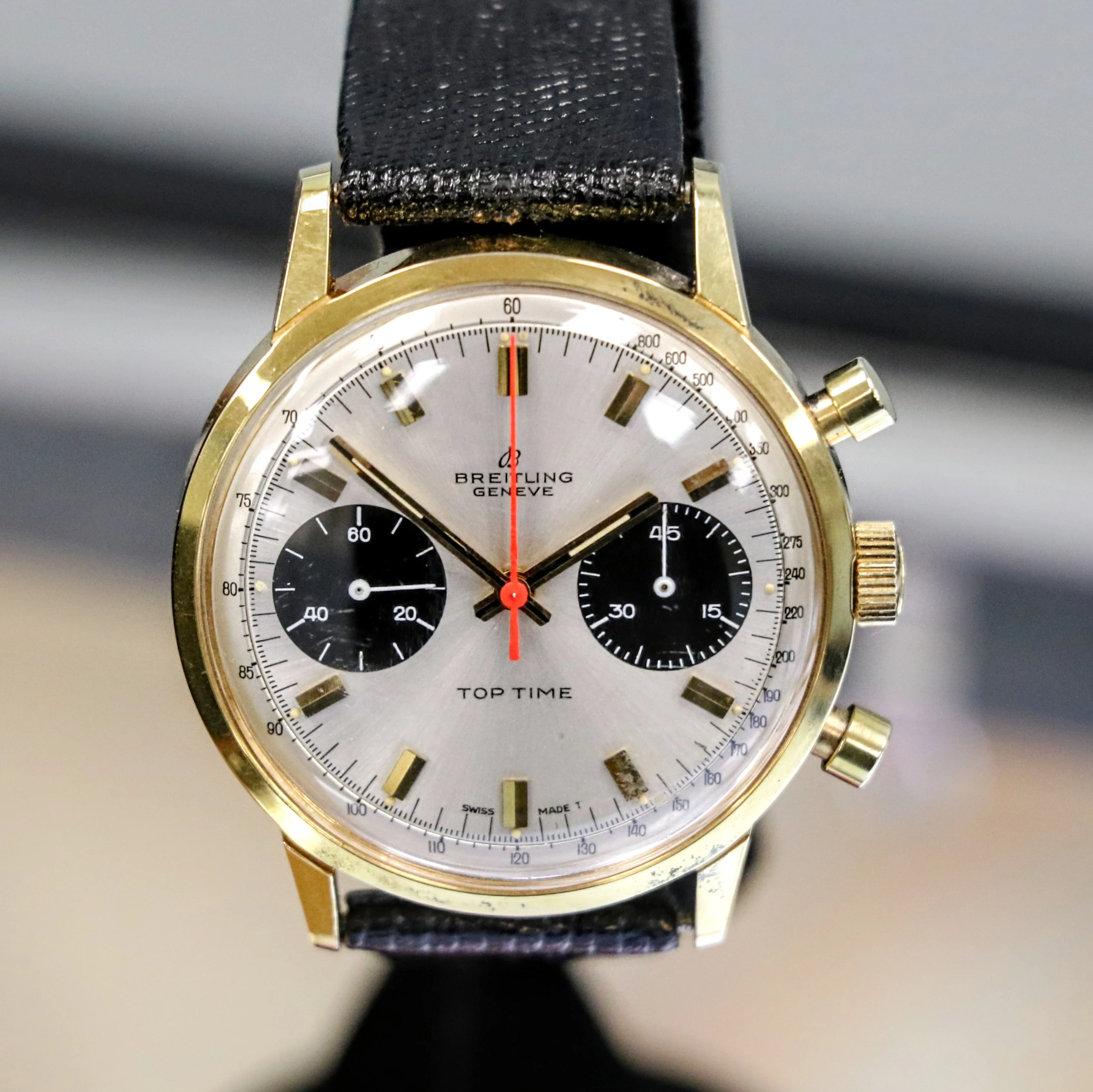 1965 BREITLING Top Time Chronograph Wristwatch Ref. 2000-33 Panda Dial Watch - Image 5