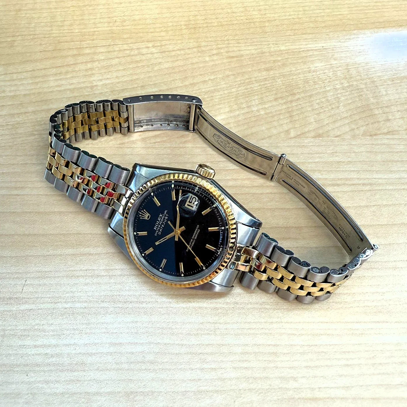 1966 Rolex Datejust 1601 36mm Black Dial Two-Tone Case and Bracelet - Image 10