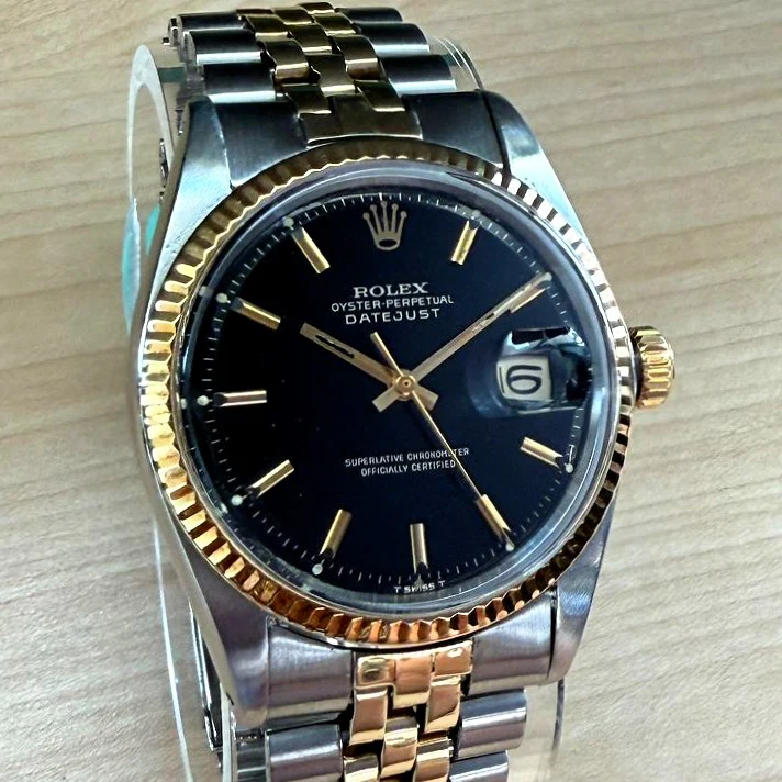 1966 Rolex Datejust 1601 36mm Black Dial Two-Tone Case and Bracelet - Image 3