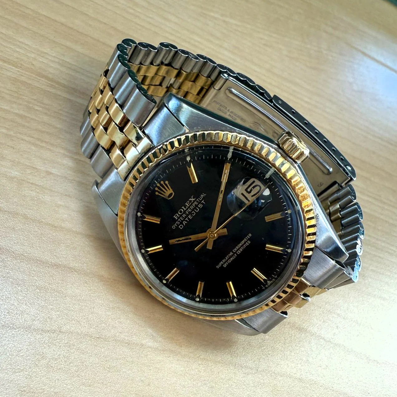 1966 Rolex Datejust 1601 36mm Black Dial Two-Tone Case and Bracelet - Image 9