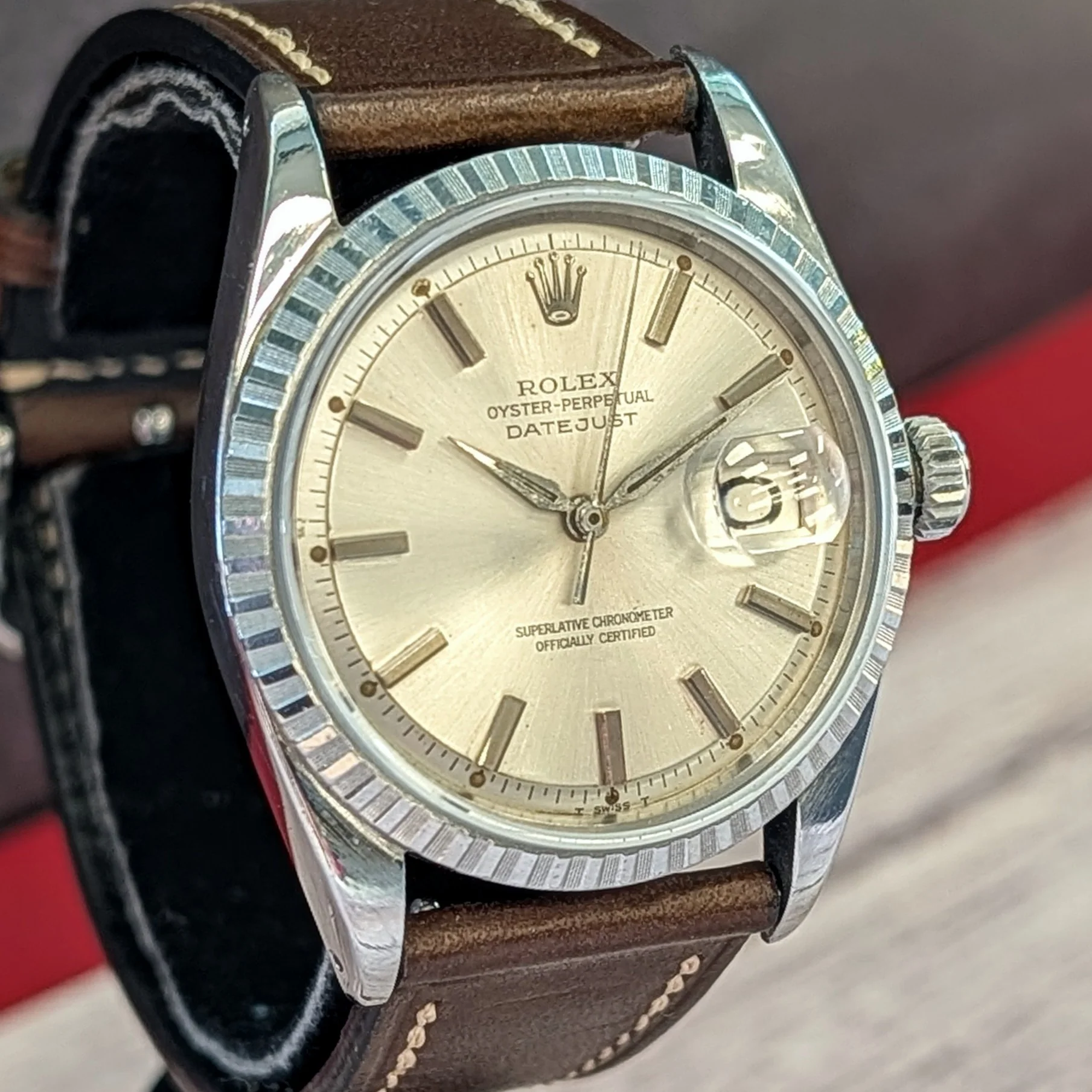 1966 Rolex Datejust 36 Watch 1603 Silver Dial Engine-Turned Bezel Wristwatch - Image 3