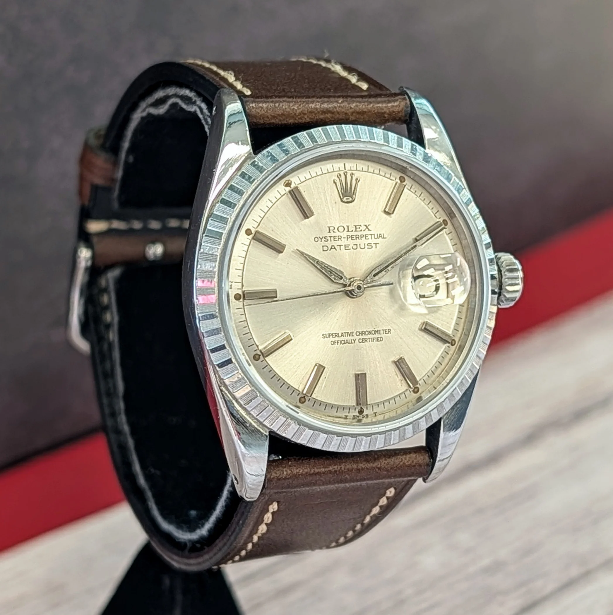 1966 Rolex Datejust 36 Watch 1603 Silver Dial Engine-Turned Bezel Wristwatch - Image 4