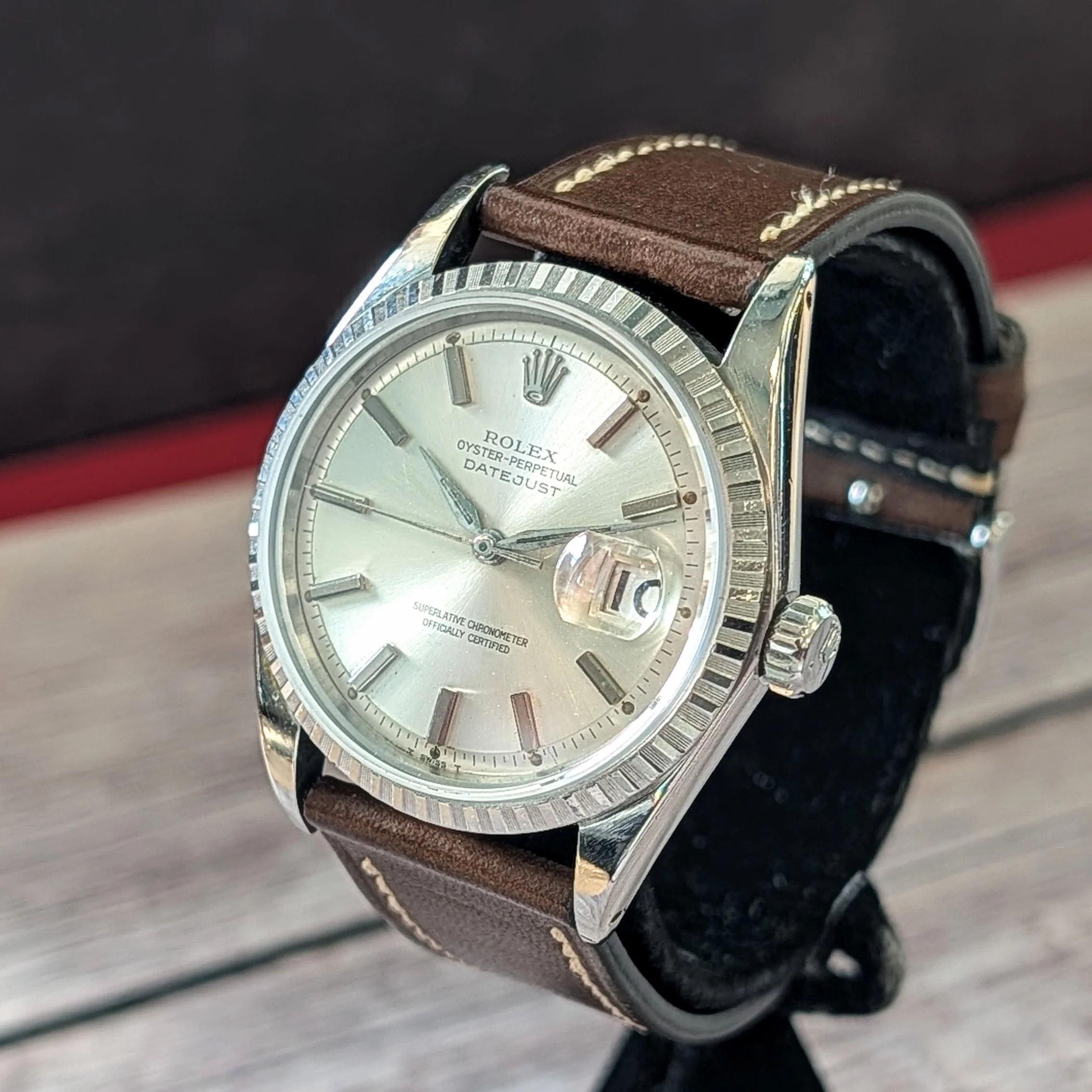 1966 Rolex Datejust 36 Watch 1603 Silver Dial Engine-Turned Bezel Wristwatch - Image 5