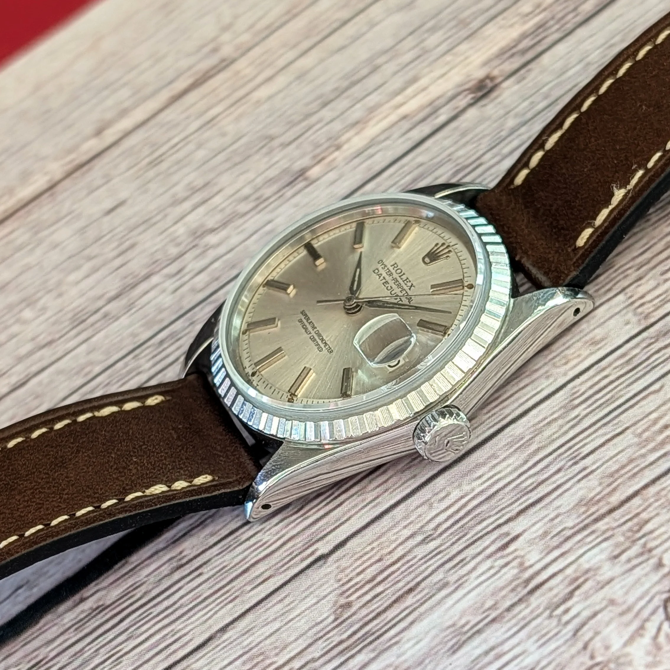 1966 Rolex Datejust 36 Watch 1603 Silver Dial Engine-Turned Bezel Wristwatch - Image 9