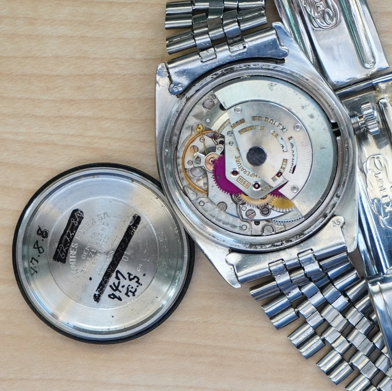 1966 ROLEX Datejust Watch Ref. 1601 Black Dial 36mm ALL S.S. & 18K White Gold Bezel Jubilee Bracelet - Image 10