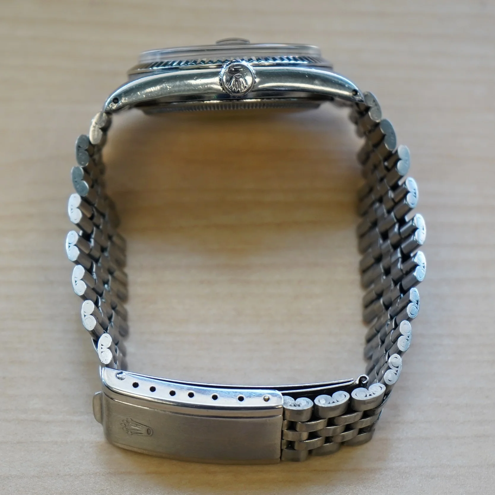 1966 ROLEX Datejust Watch Ref. 1601 Black Dial 36mm ALL S.S. & 18K White Gold Bezel Jubilee Bracelet - Image 8