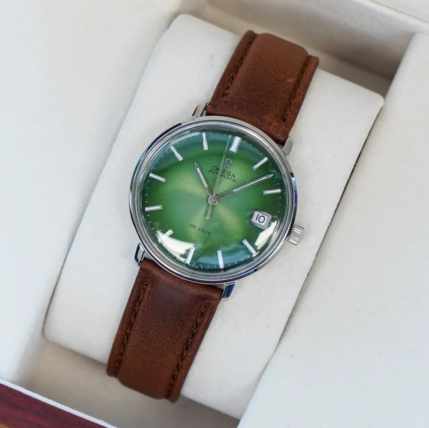 1968 OMEGA De Ville Automatic Watch Ref. 166.0033 Cal. 565 Green Dial Wristwatch - In Box! - Image 10