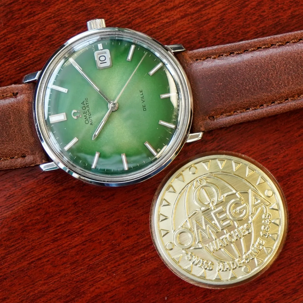 1968 OMEGA De Ville Automatic Watch Ref. 166.0033 Cal. 565 Green Dial Wristwatch - In Box! - Image 9