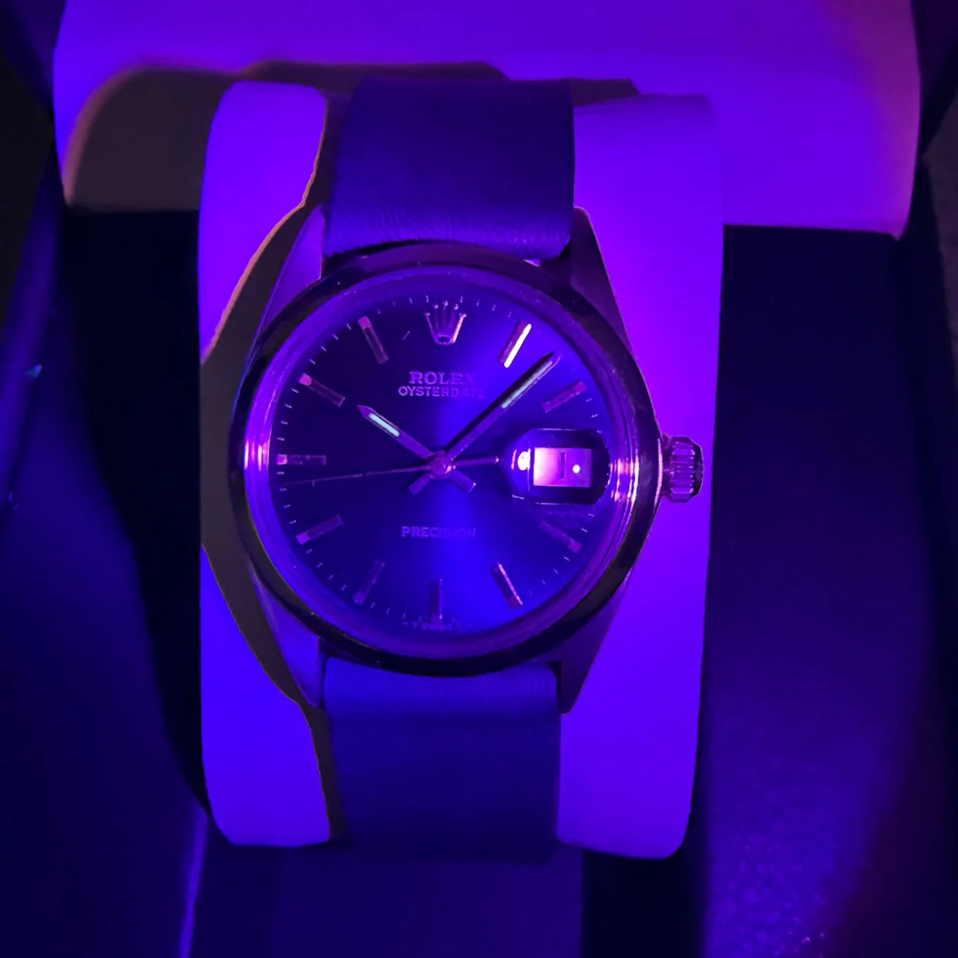 1969 Rolex Oysterdate Precision Watch 6694 Blue Dial 34mm Stainless Steel - Image 12