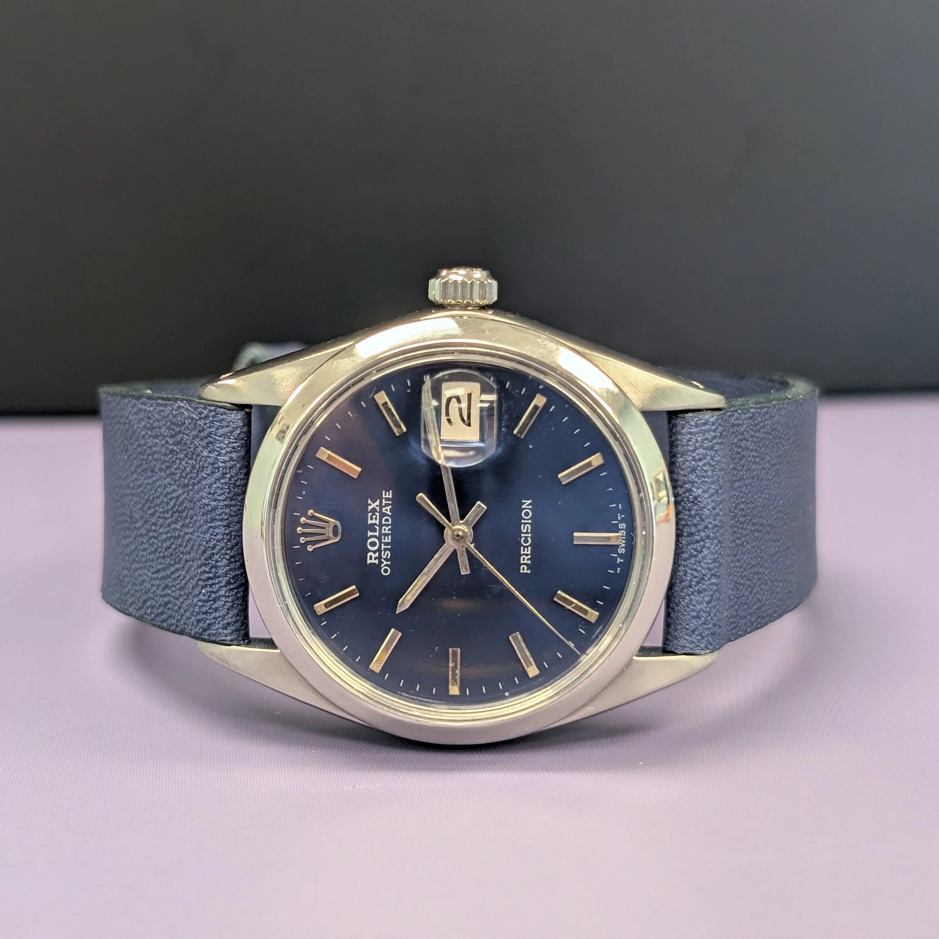 1969 Rolex Oysterdate Precision Watch 6694 Blue Dial 34mm Stainless Steel - Image 13