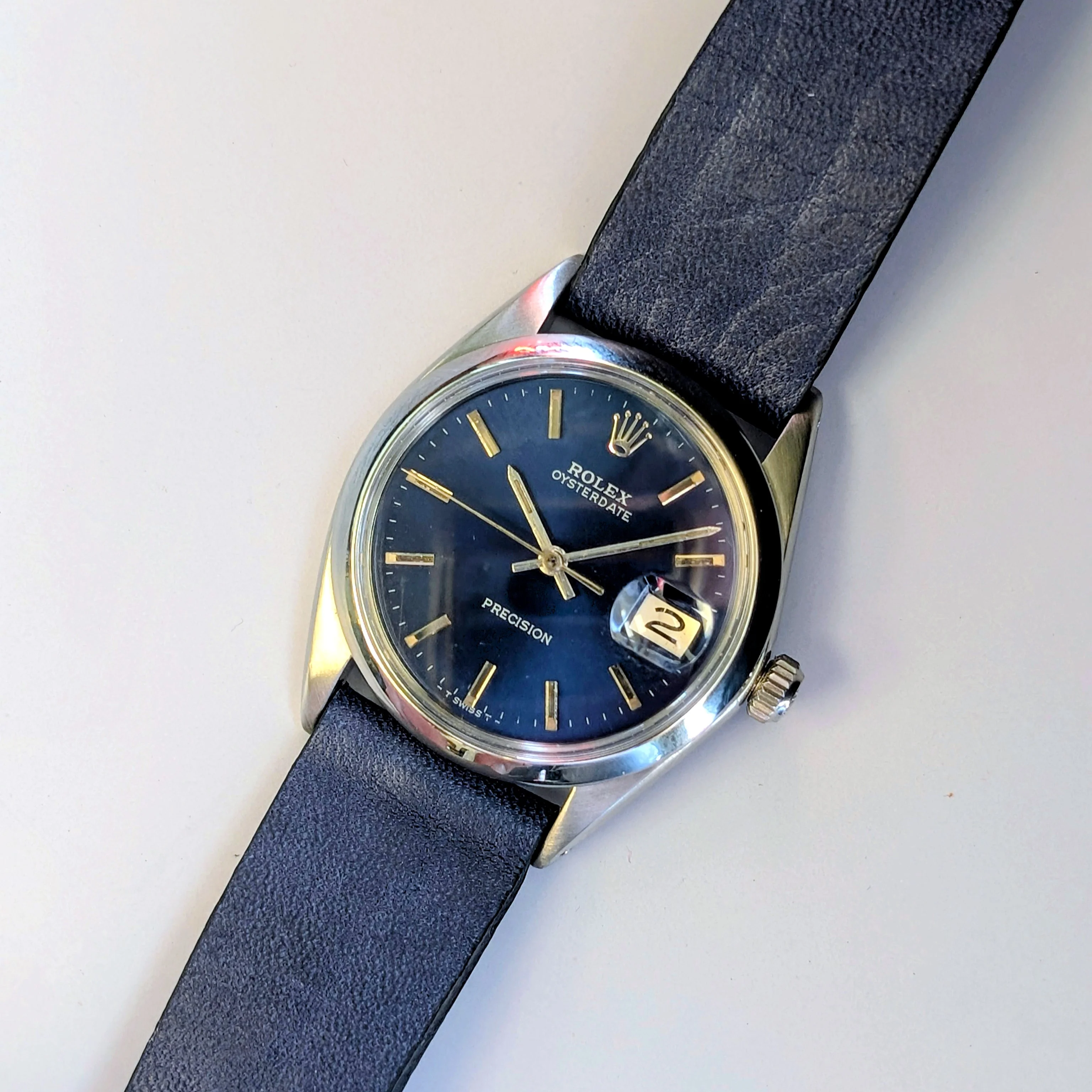 1969 Rolex Oysterdate Precision Watch 6694 Blue Dial 34mm Stainless Steel - Image 16