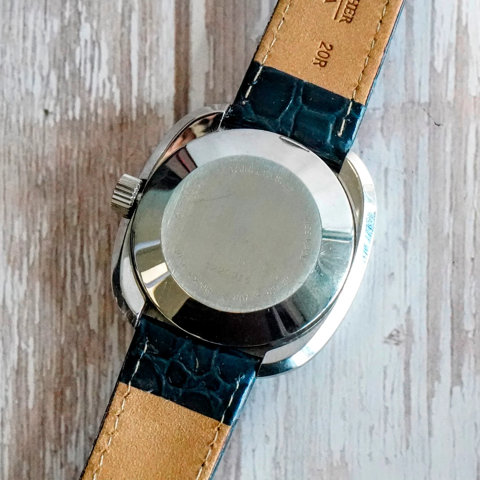 1970s NOS Glycine Vacuum High Frequency Mechanical Watch 343.111 Day/Date 38mm S.S. - Image 9