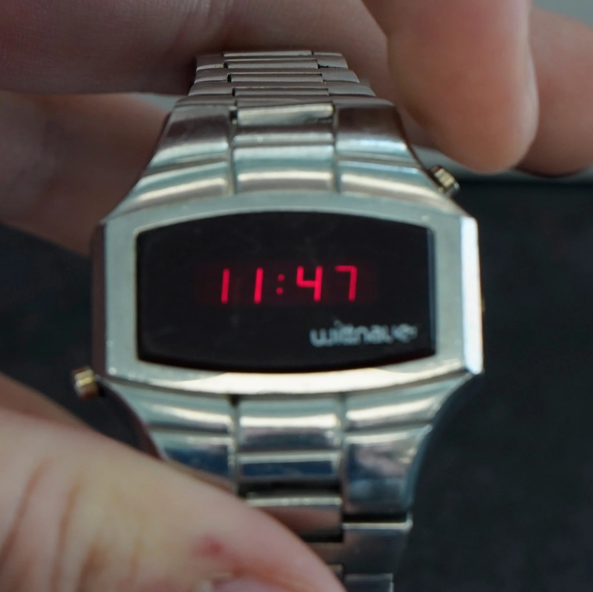 1970s Wittnauer Polara Red LED Digital Watch ALL S.S. - Original Bracelet - Image 2