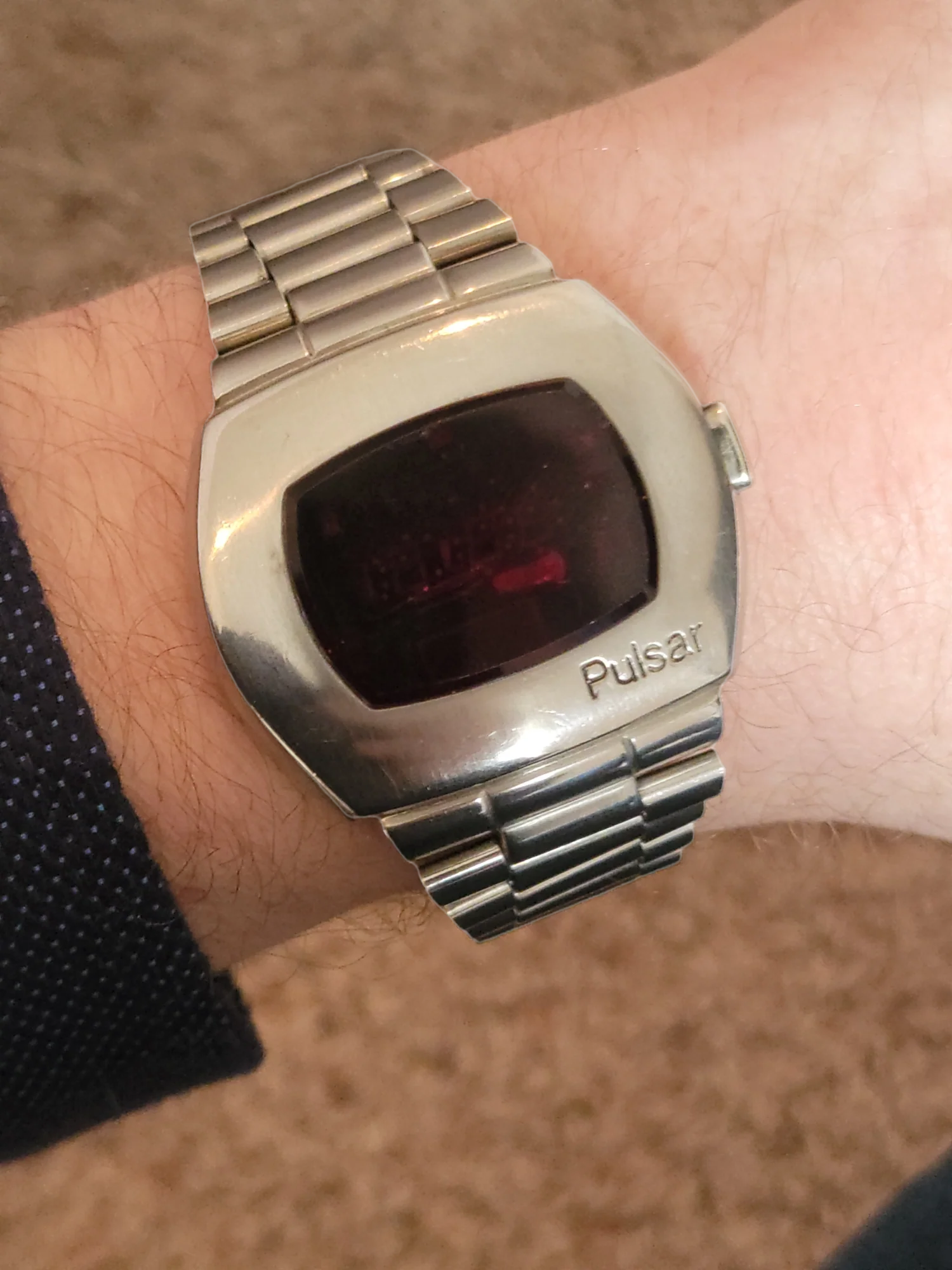 1973 PULSAR P2 Astronaut Wristwatch LED Digital Watch - All S. Steel - In BOX! - Image 13