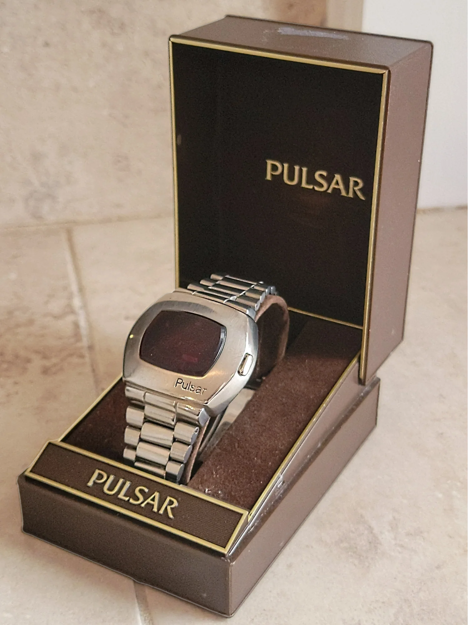 1973 PULSAR P2 Astronaut Wristwatch LED Digital Watch - All S. Steel - In BOX! - Image 5
