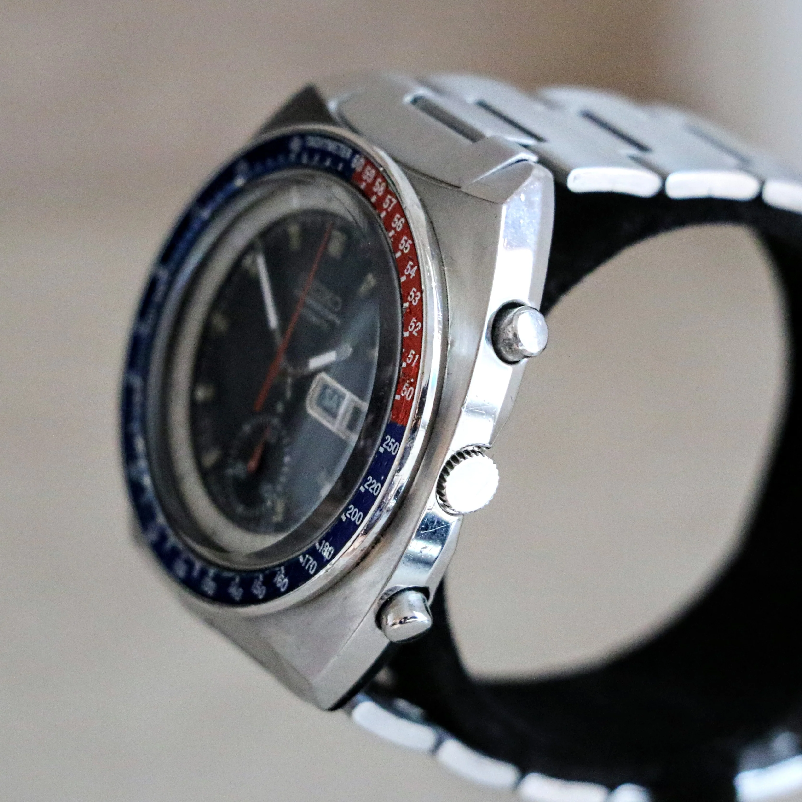 1975 SEIKO Pogue Chronograph Automatic Watch Ref. 6139-6002 Black Dial Vintage Wristwatch - Image 5