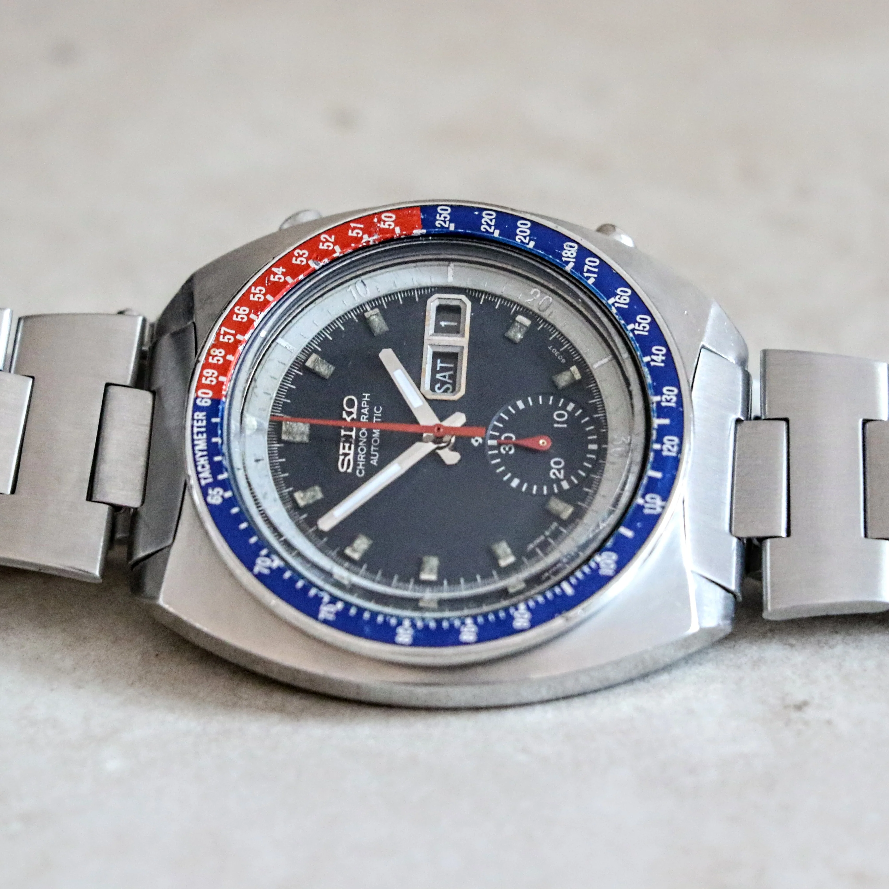 1975 SEIKO Pogue Chronograph Automatic Watch Ref. 6139-6002 Black Dial Vintage Wristwatch - Image 6