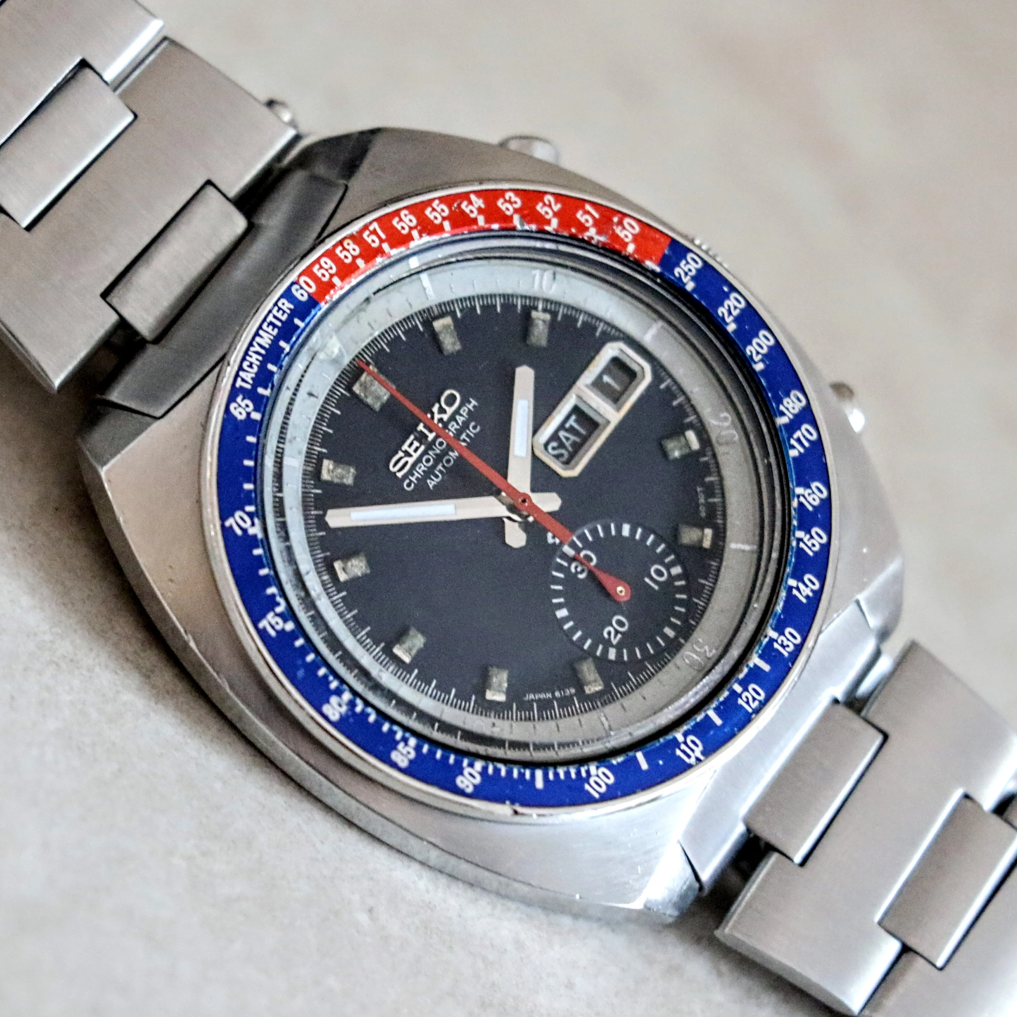 1975 SEIKO Pogue Chronograph Automatic Watch Ref. 6139-6002 Black Dial Vintage Wristwatch - Image 7