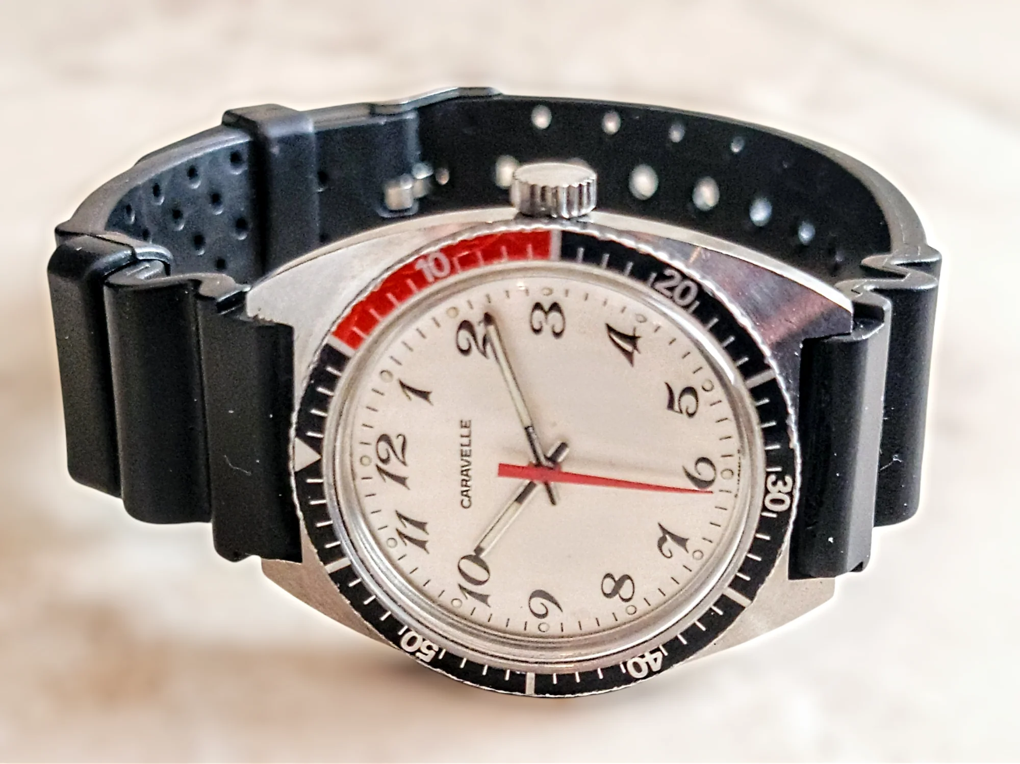 1977 CARAVELLE By Bulova Diver Watch Pepsi Bezel - All S. Steel - Image 5