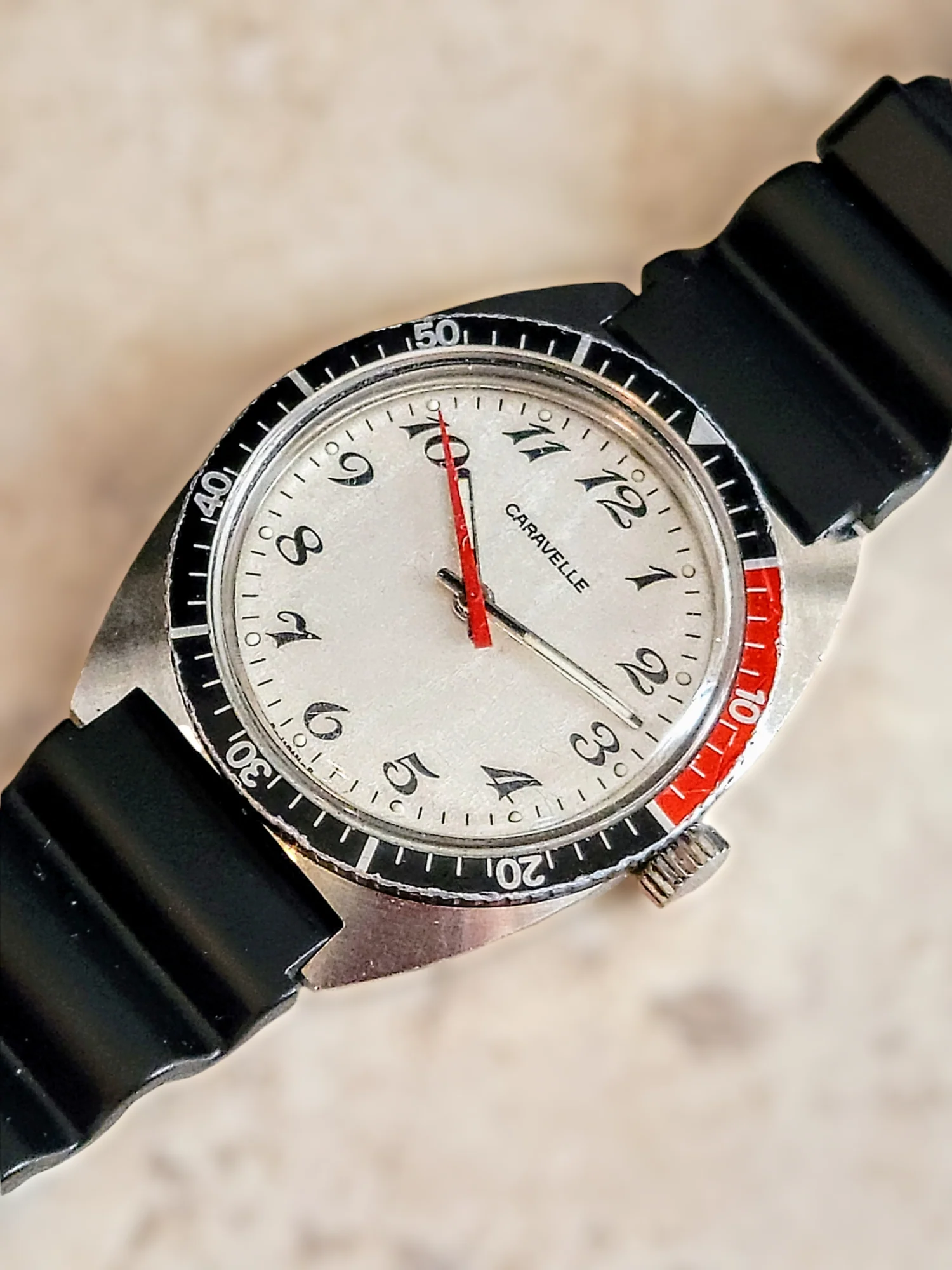 1977 CARAVELLE By Bulova Diver Watch Pepsi Bezel - All S. Steel - Image 6