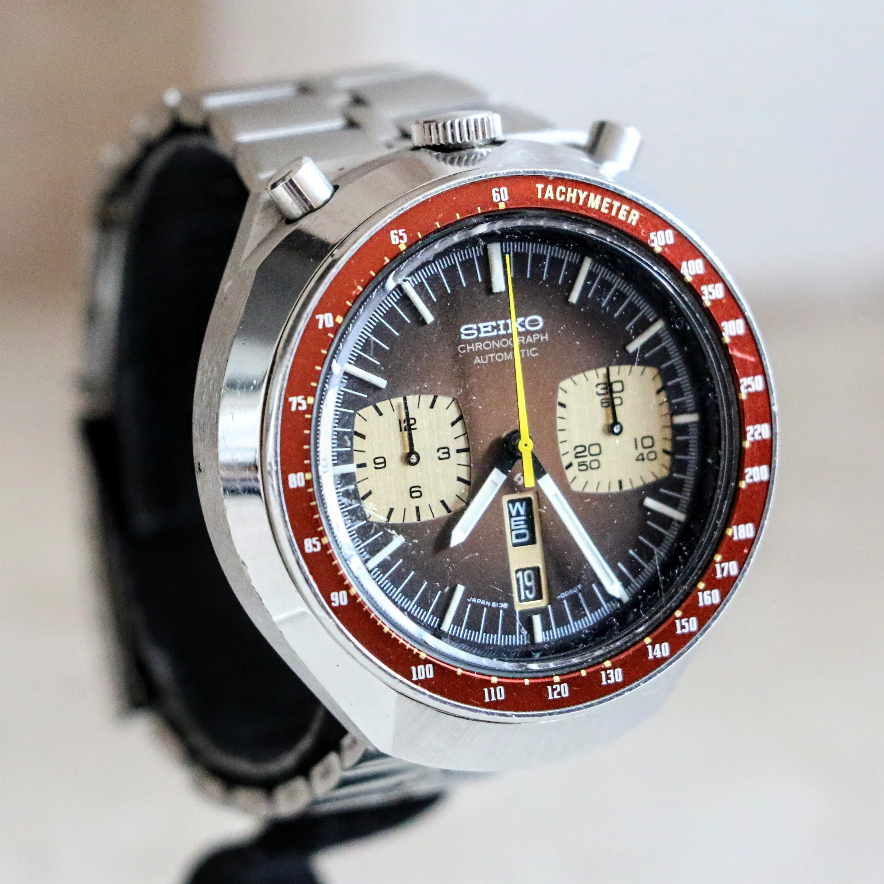1977 SEIKO BULLHEAD Chronograph Automatic Watch Ref. 6138-0040 Day/Date Vintage Wristwatch - Image 3