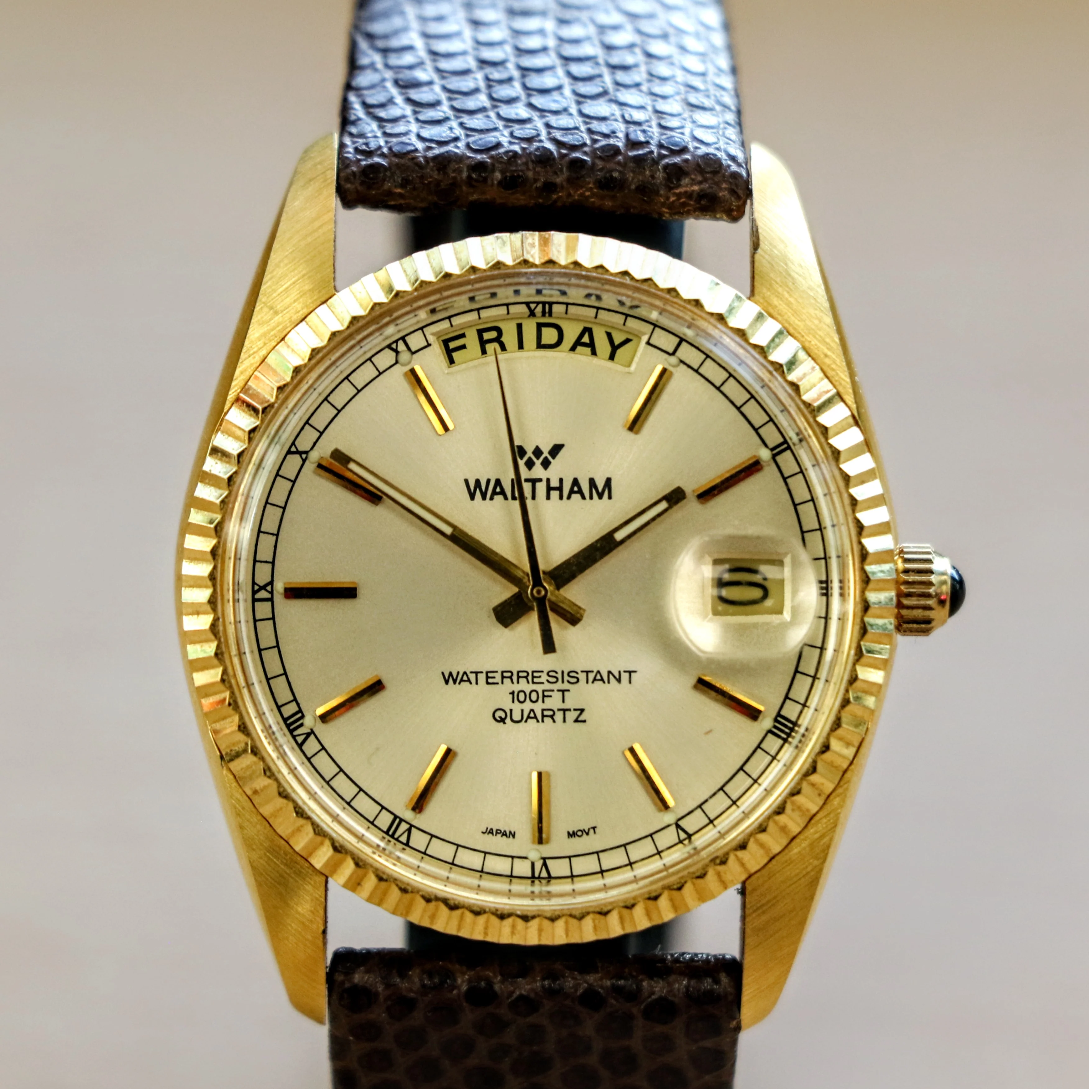 1980s WALTHAM Presidential Watch 34mm Quartz Day/Date Wristwatch - Image 2