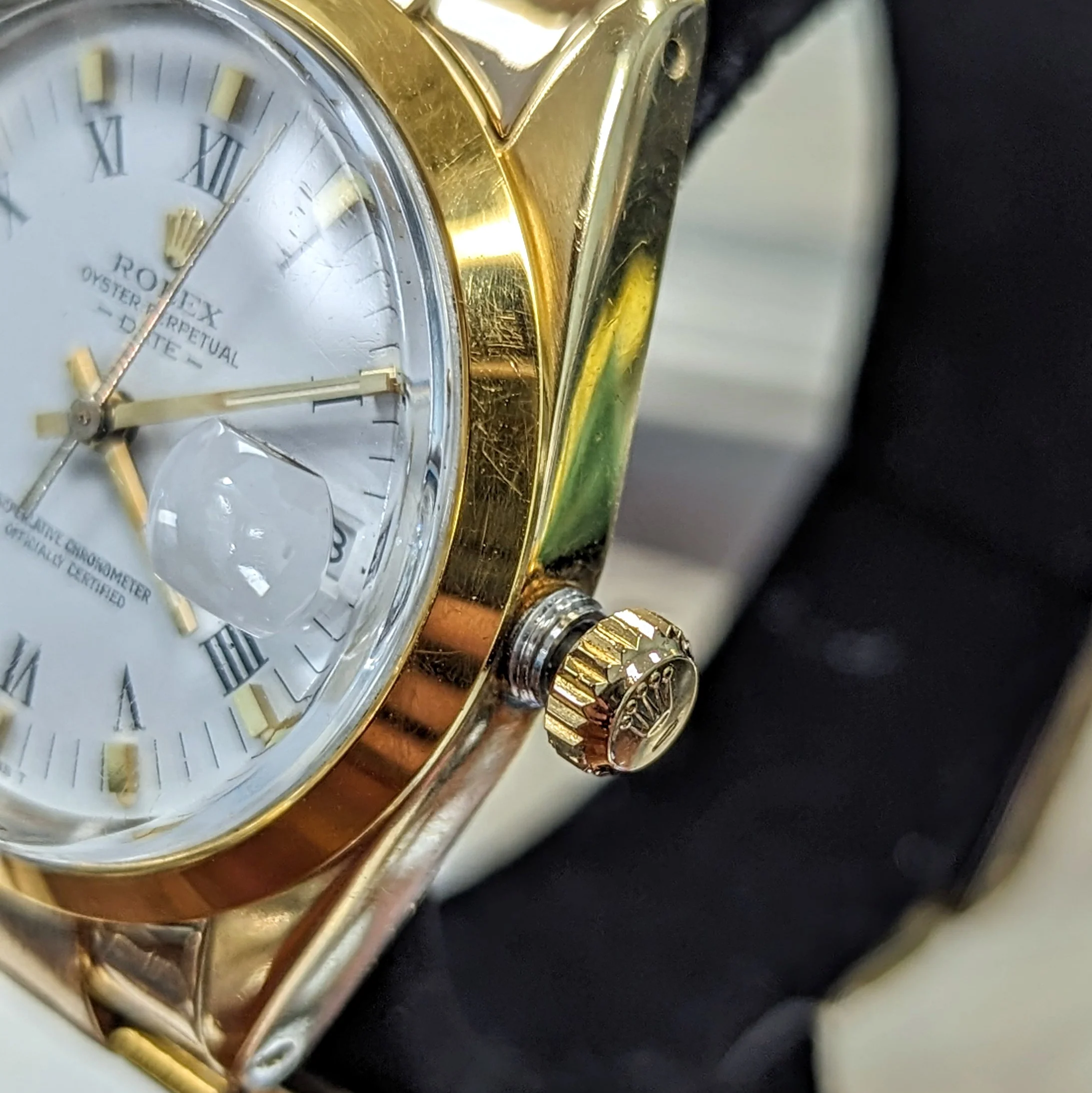 1985 ROLEX Oyster Perpetual Date 34mm Wristwatch Ref. 15505 Cal. 3035 27 Jewels Roman Numerals Dial Vintage Watch - Image 7